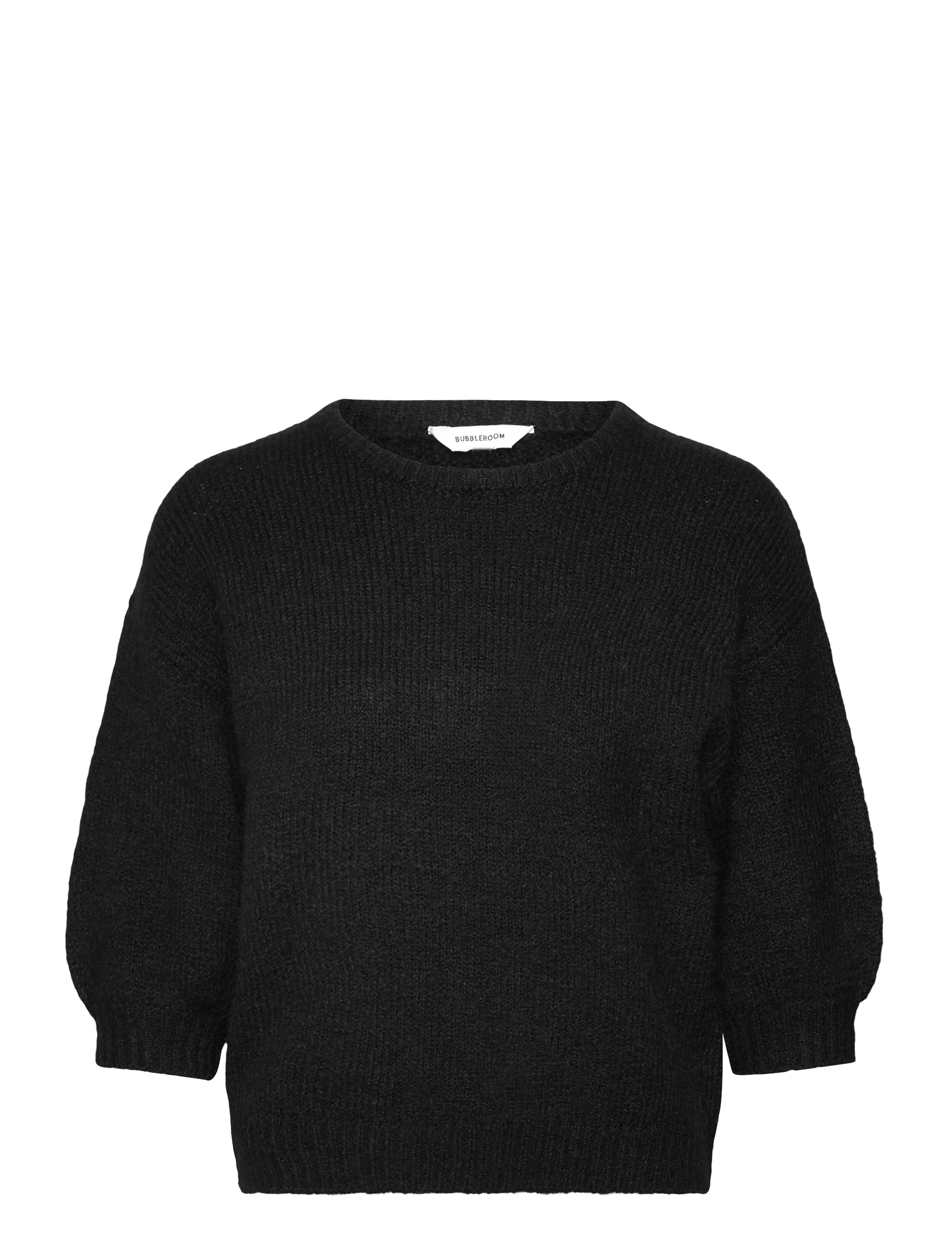 Bubbleroom Short Sleeve Knitted Sweater - Officewear - BLACK / black