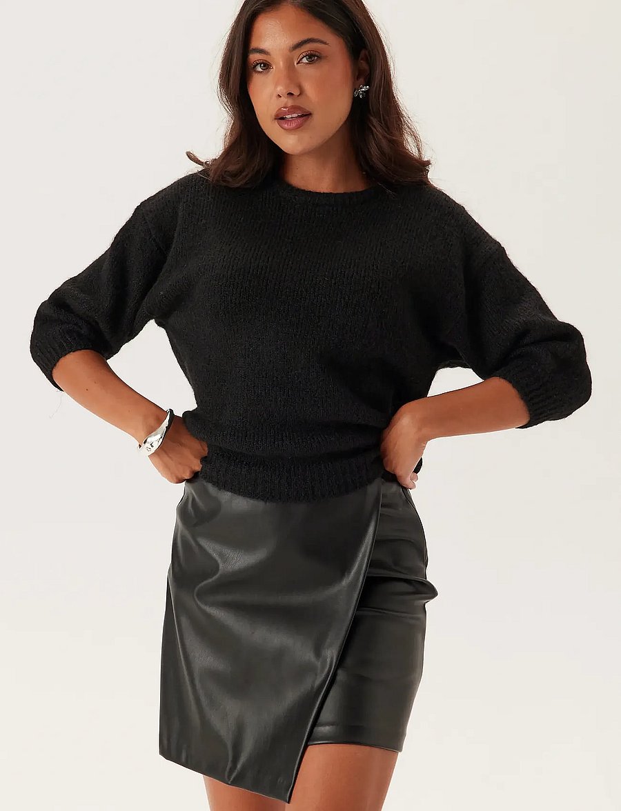 Bubbleroom - Short Sleeve Knitted Sweater - pullover - black - 0