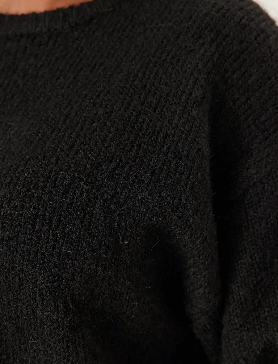 Bubbleroom - Short Sleeve Knitted Sweater - pullover - black - 5