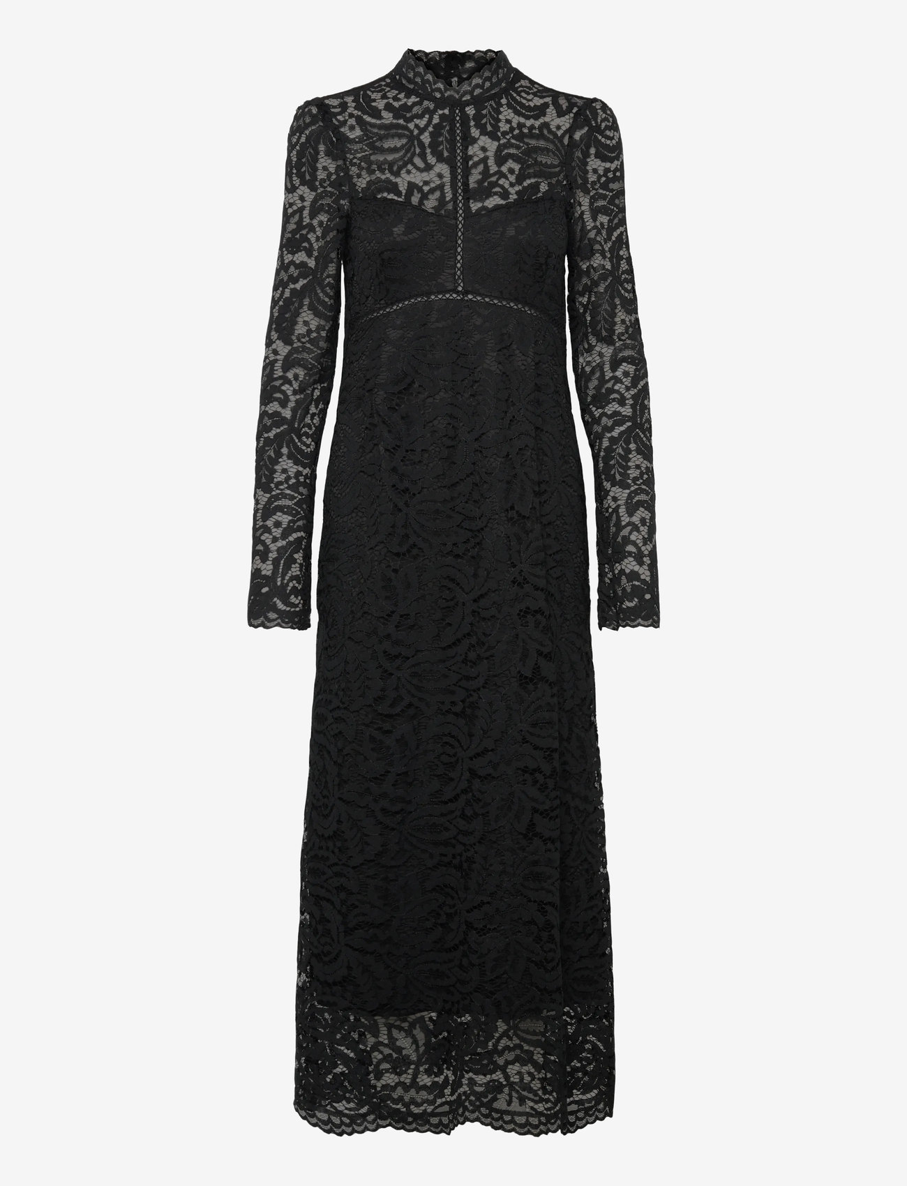 Bubbleroom - High Neck Cotton Lace Dress - aftonklänningar - black - 1