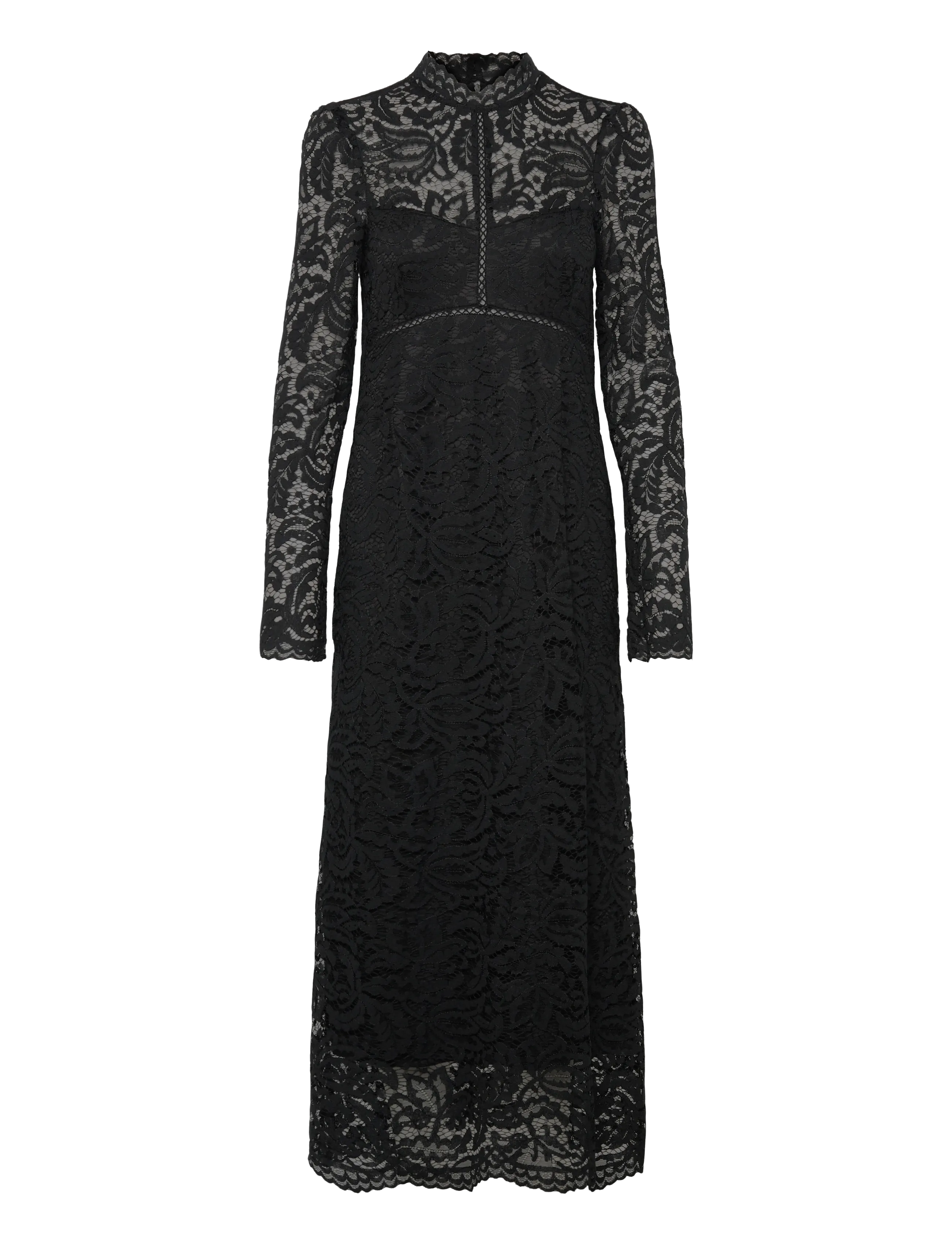 Bubbleroom High Neck Cotton Lace Dress - Party wear at outlet prices - BLACK / black