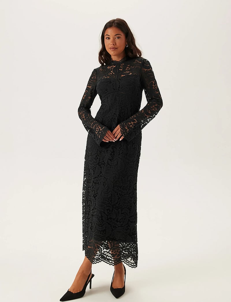Bubbleroom - High Neck Cotton Lace Dress - Õhtukleidid - black - 3