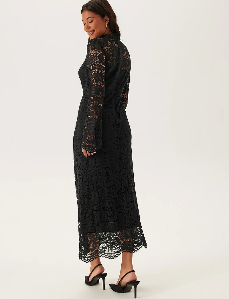 Bubbleroom - High Neck Cotton Lace Dress - Õhtukleidid - black - 4