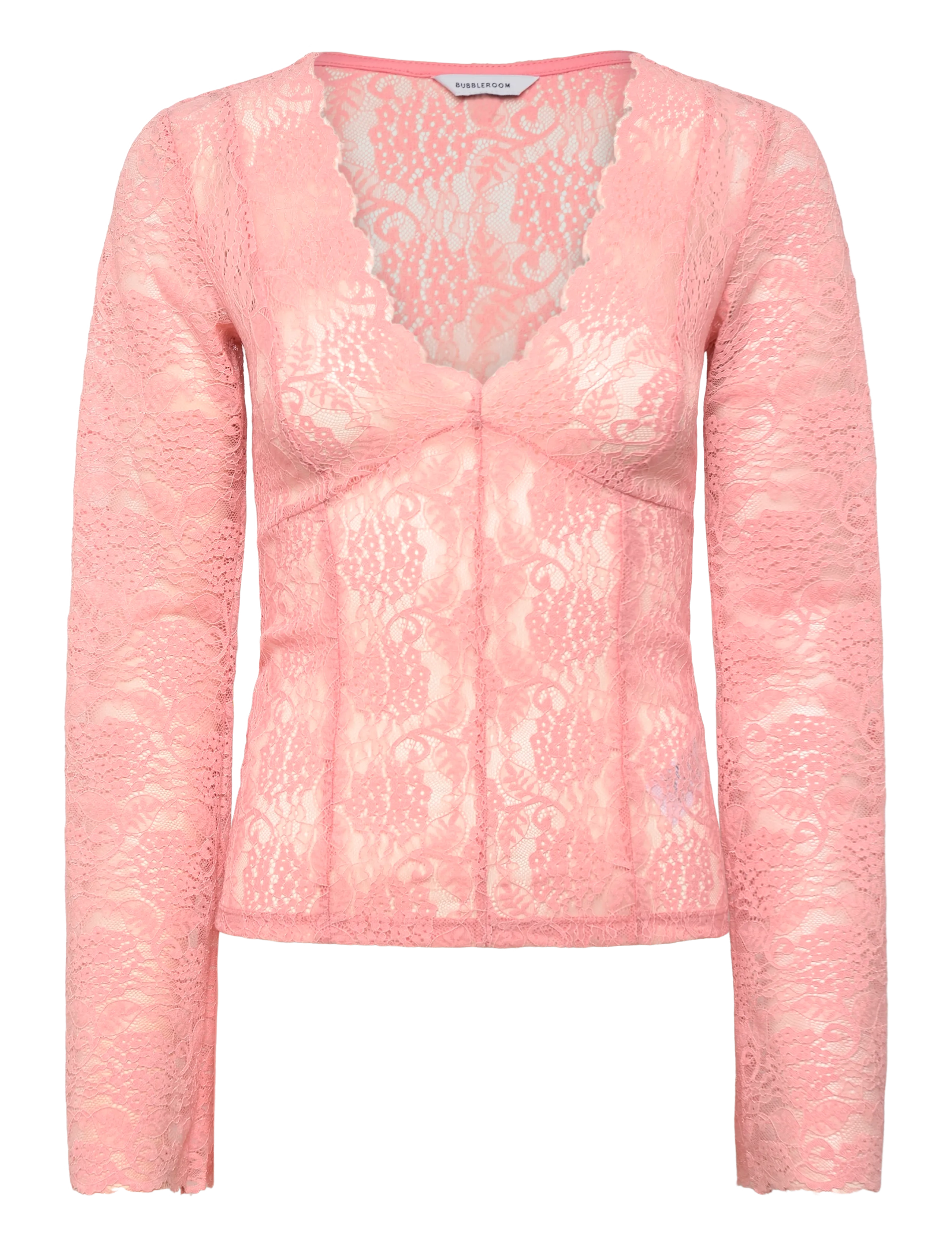 Bubbleroom Long Sleeve Lace Top - Bubbleroom - LIGHT PINK / pink/rose