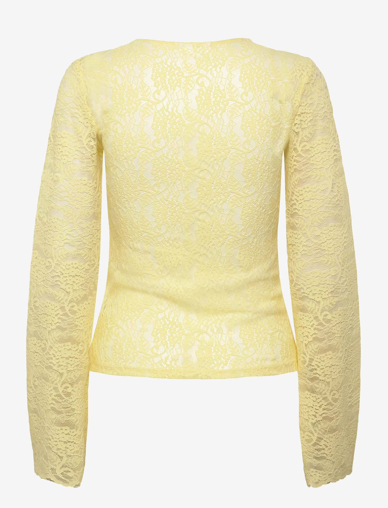 Bubbleroom - Long Sleeve Lace Top - langärmlige blusen - light yellow - 2