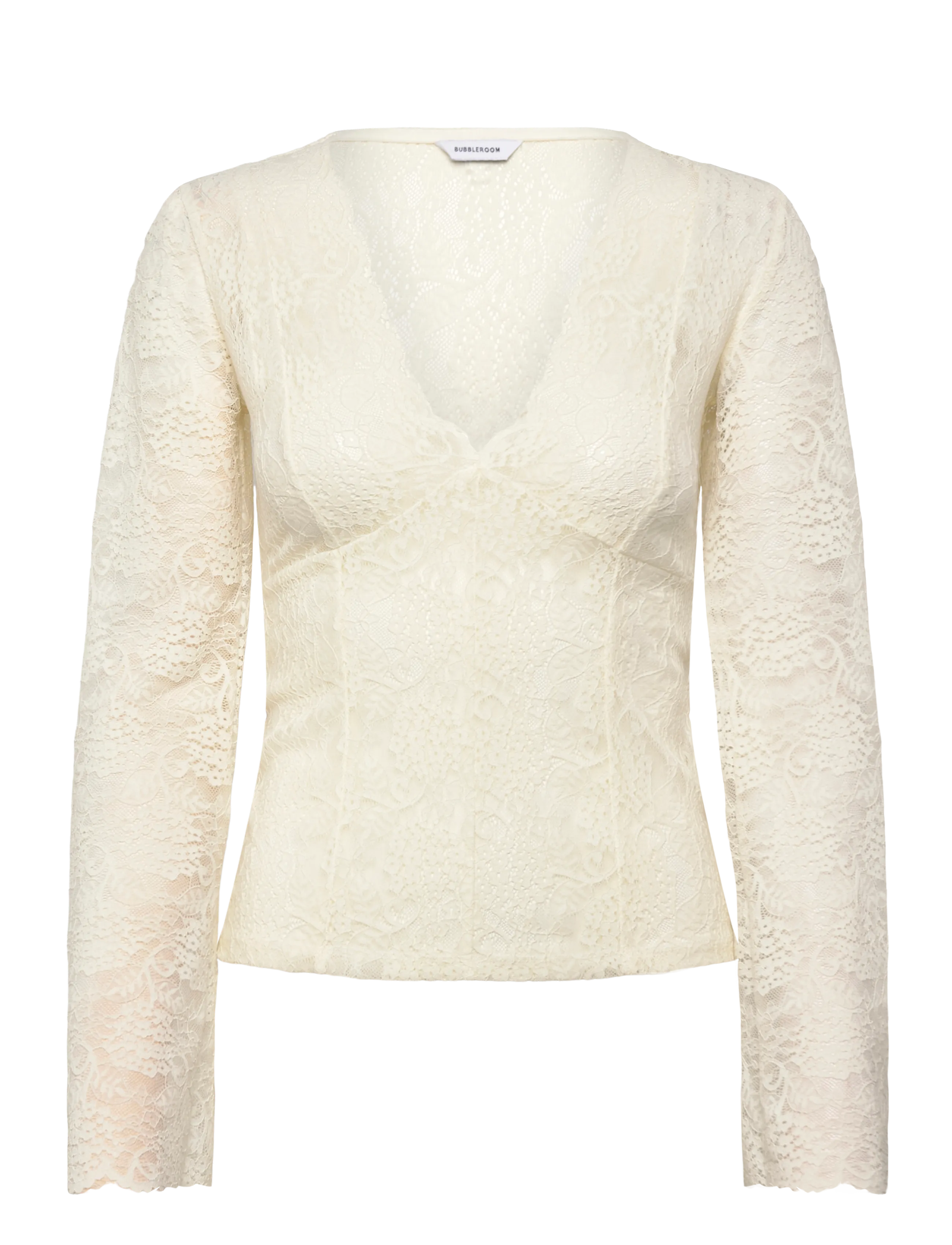 Bubbleroom Long Sleeve Lace Top - Nouveautes - OFFWHITE / cream