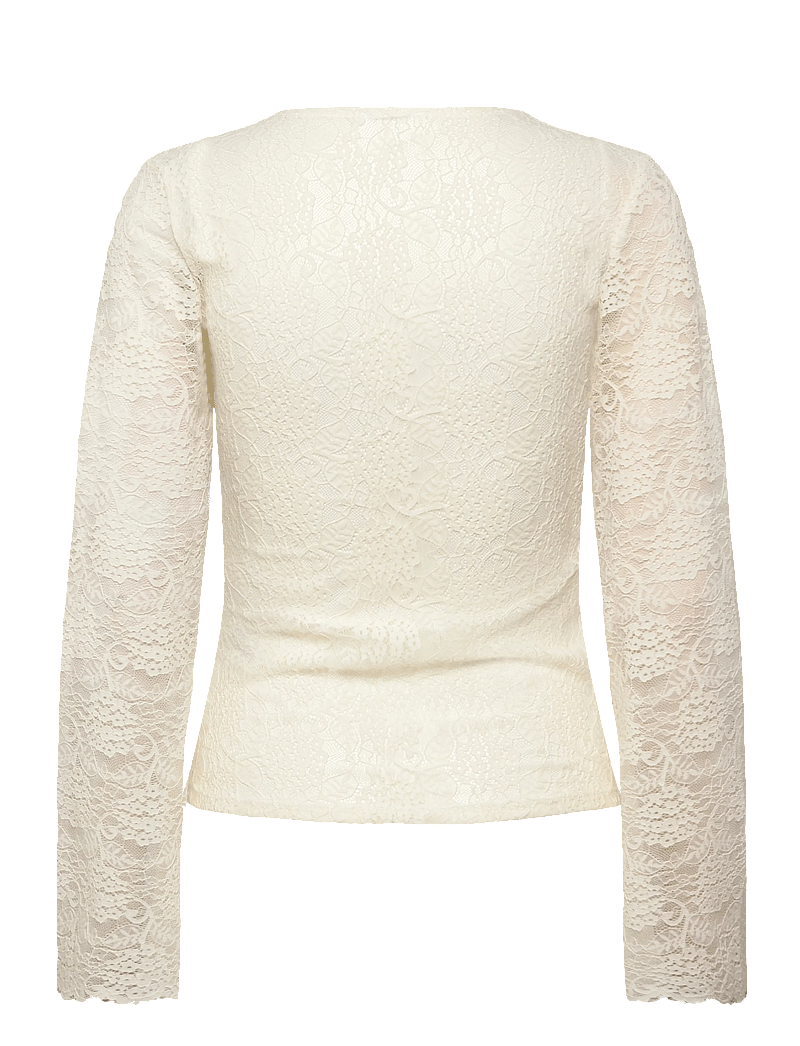 Bubbleroom - Long Sleeve Lace Top - långärmade blusar - offwhite - 2