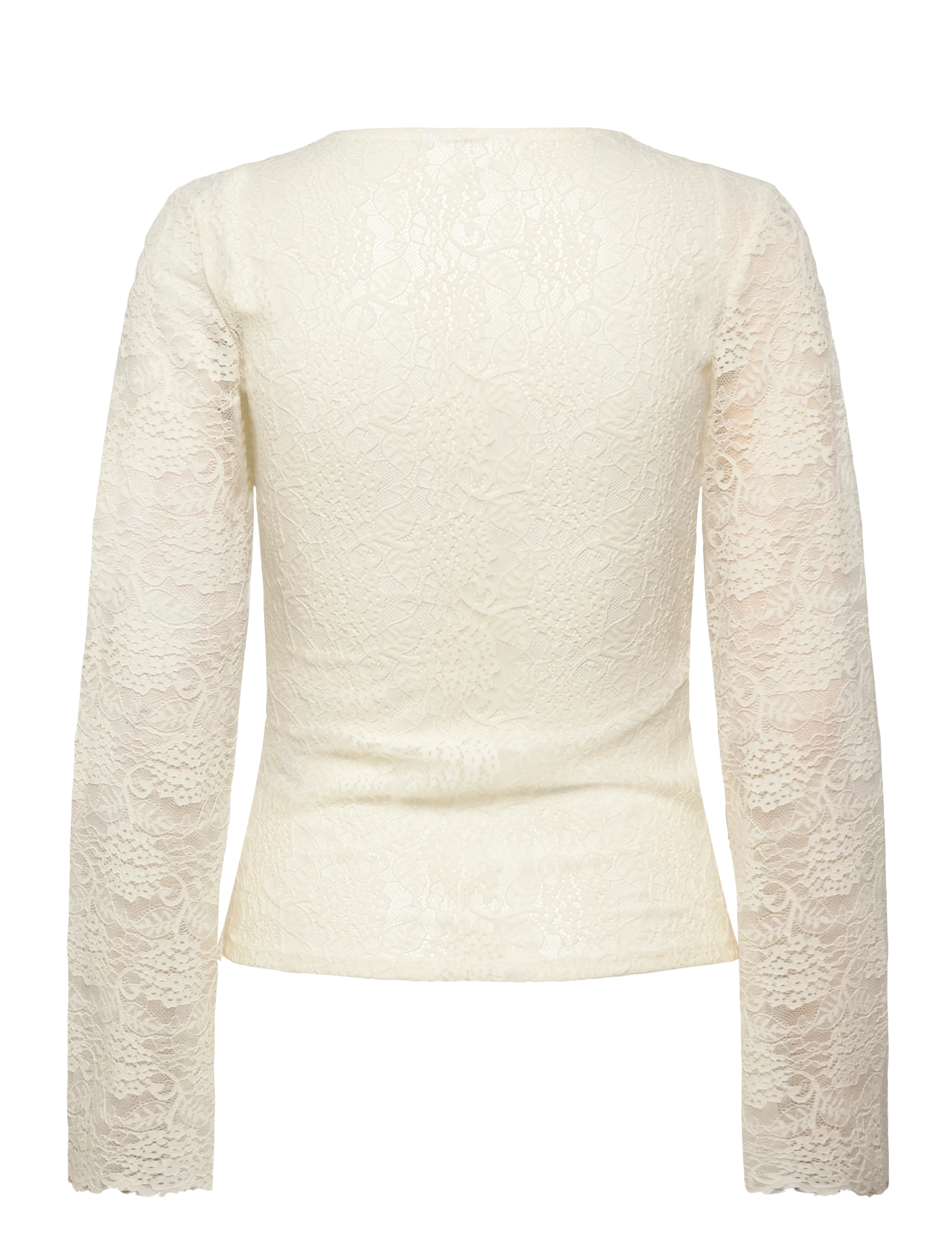 Bubbleroom - Long Sleeve Lace Top - langärmlige blusen - offwhite - 2