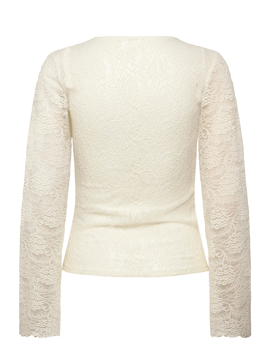 Bubbleroom - Long Sleeve Lace Top - långärmade blusar - offwhite - 2