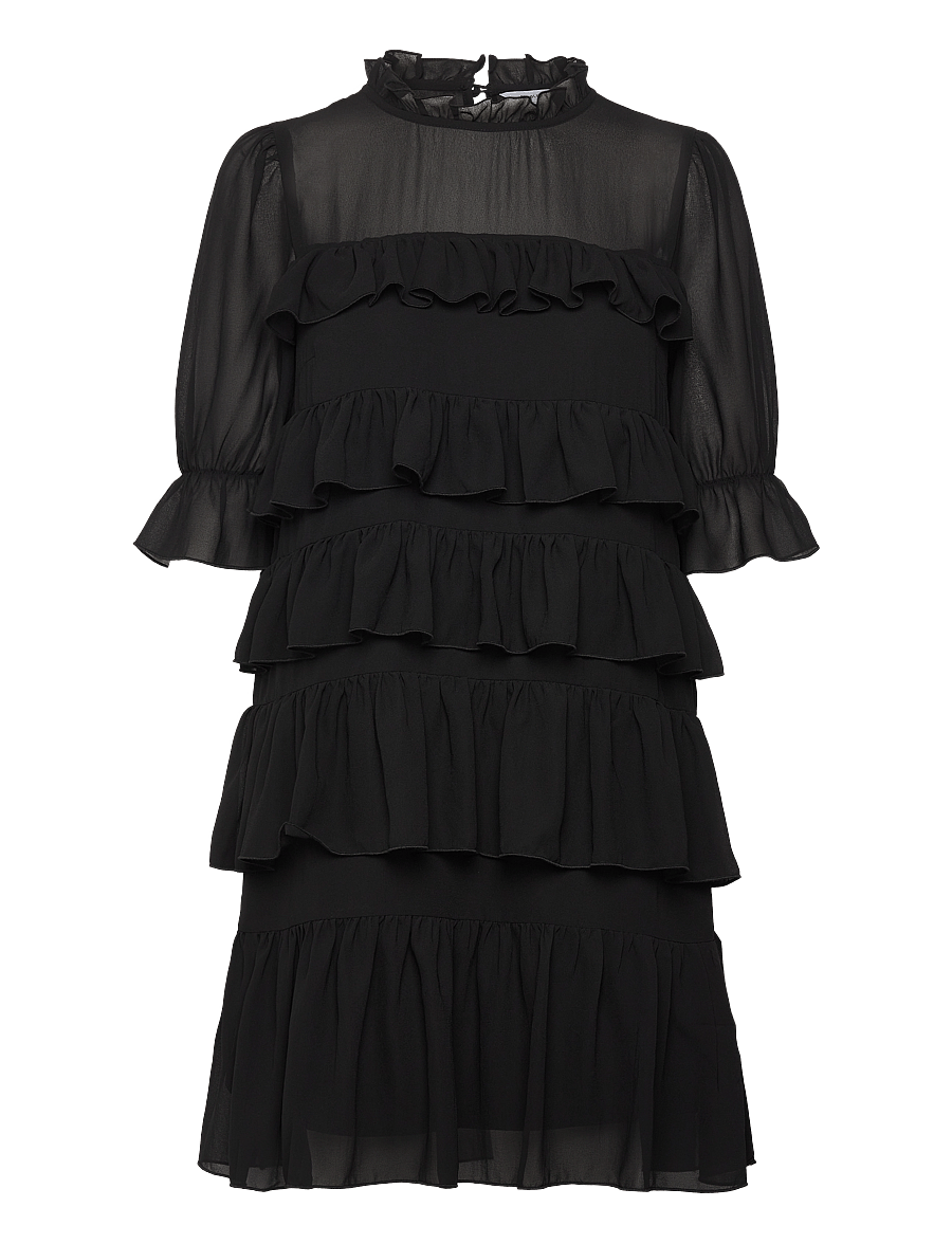 Bubbleroom - Frill Short Dress - black - 1