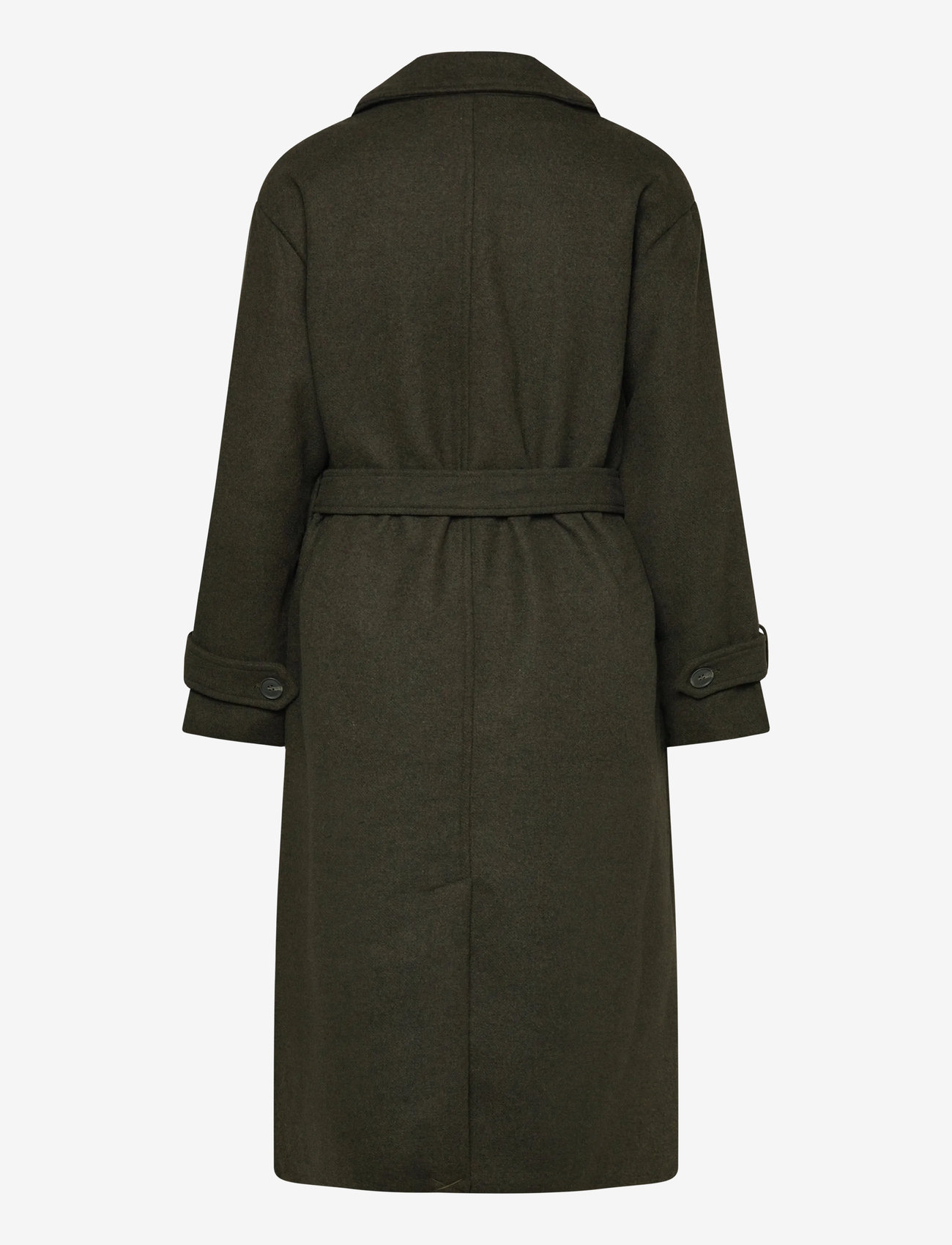 Bubbleroom - Belted Wool Blen Coat - Üleriided - dark green - 1