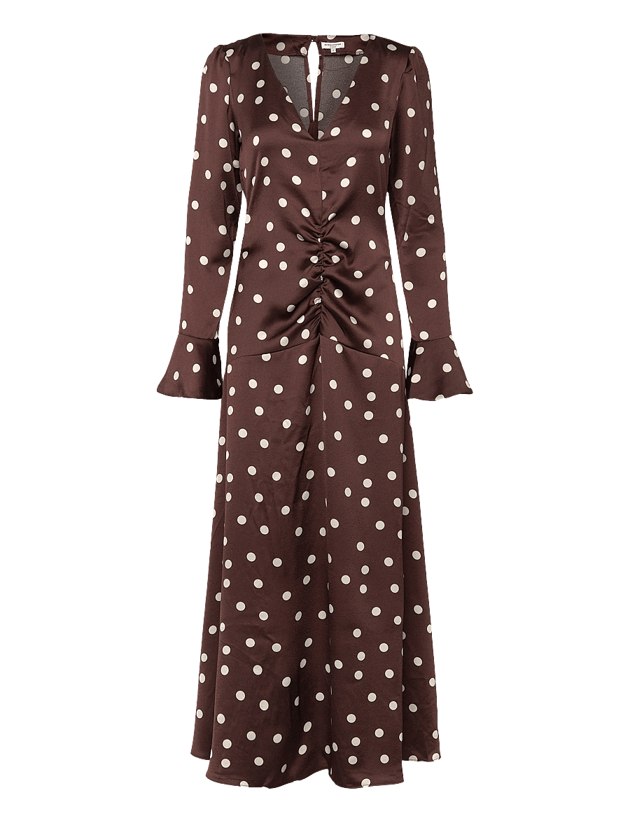 Bubbleroom - Ruched Front Midi Dress - brown/cream - 1