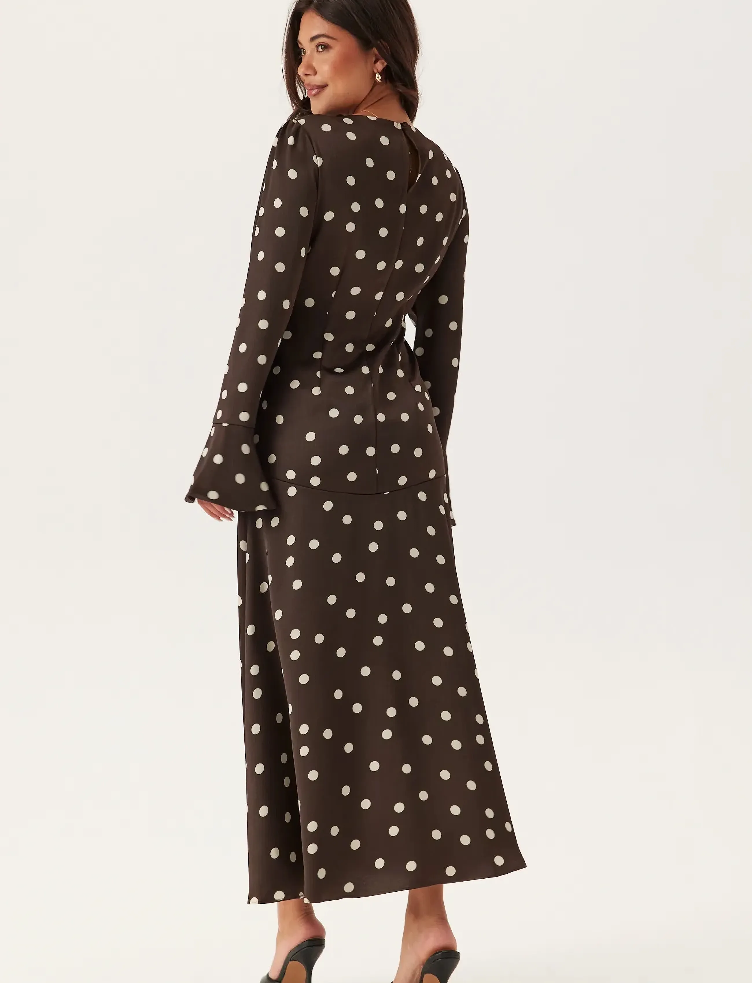Bubbleroom - Ruched Front Midi Dress - Õhtukleidid - brown/cream - 4