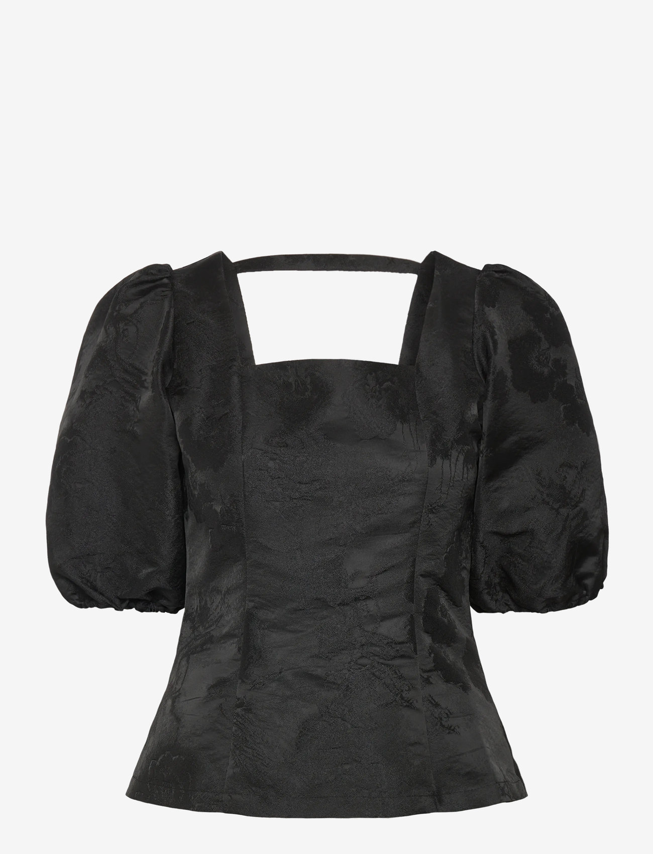 Bubbleroom - Brocade Blouse - kortærmede bluser - black - 1