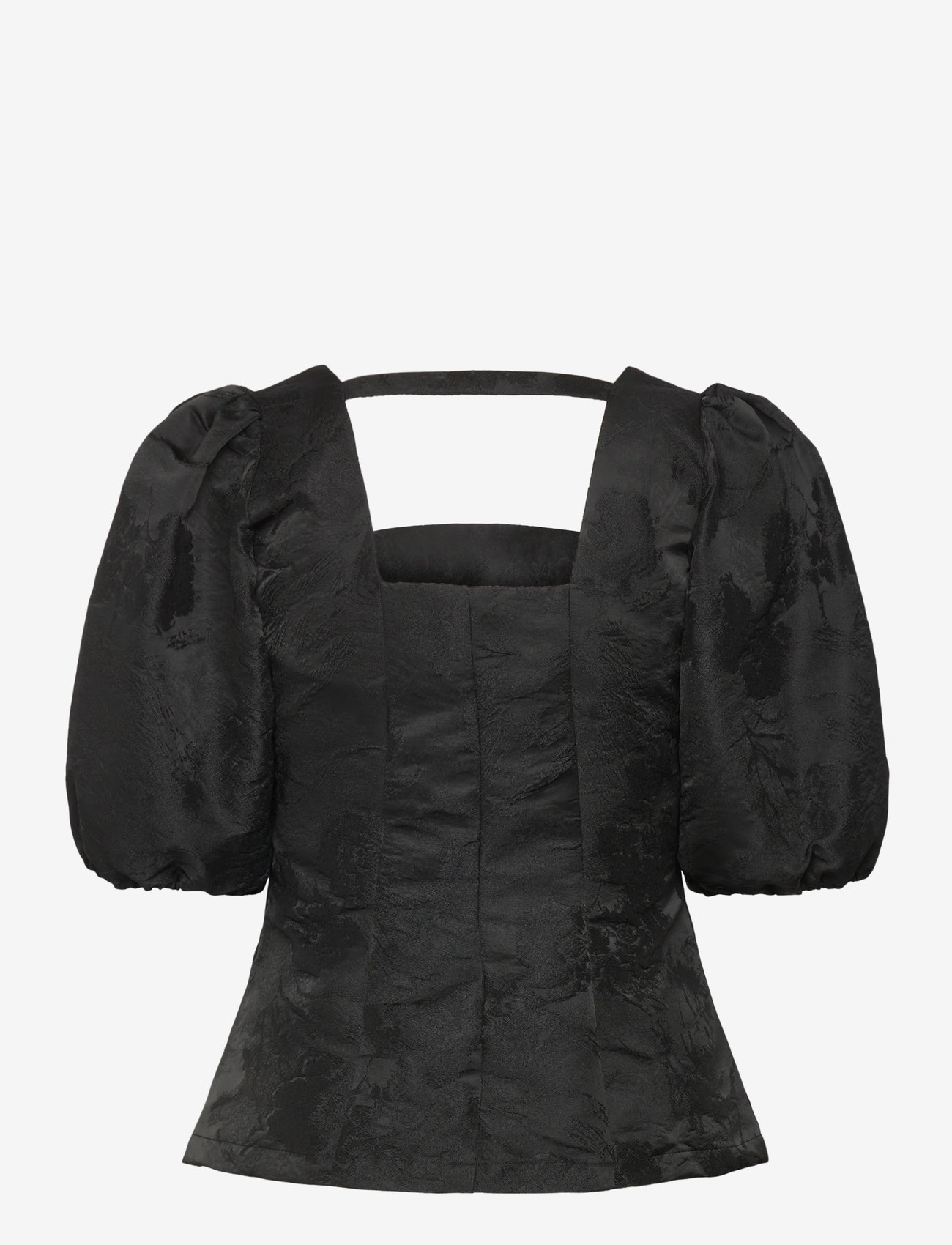 Bubbleroom - Brocade Blouse - kortærmede bluser - black - 2