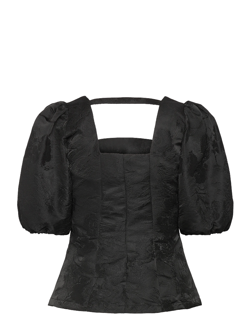 Bubbleroom - Brocade Blouse - blouses met korte mouwen - black - 2