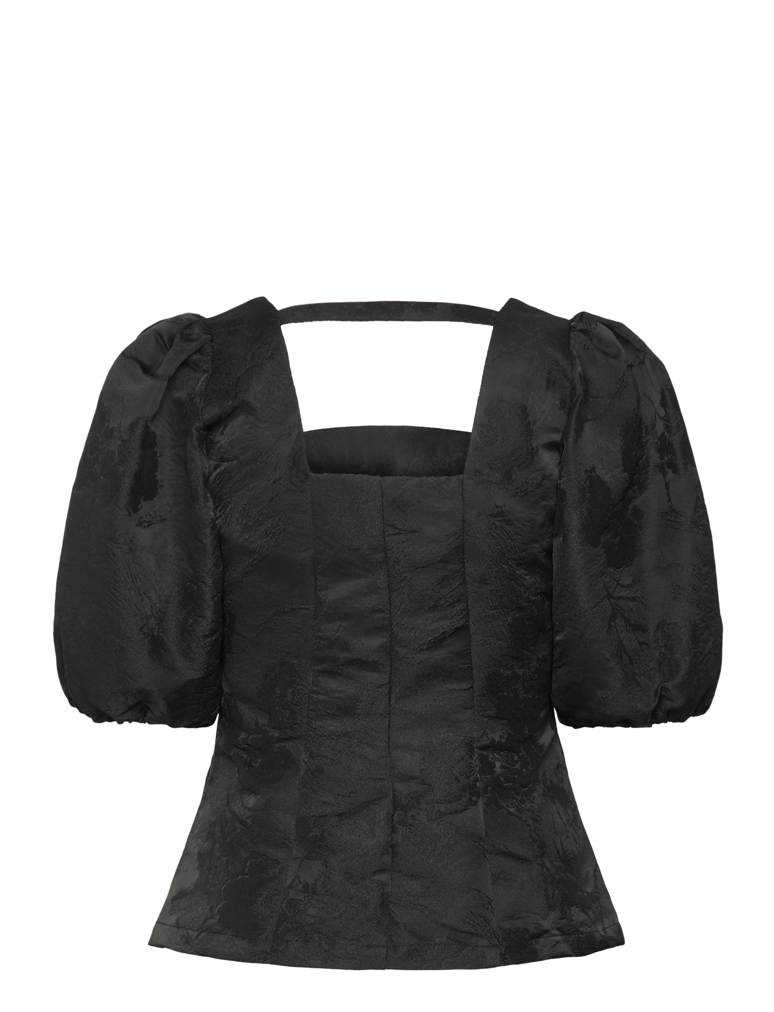 Bubbleroom - Brocade Blouse - kortærmede bluser - black - 2