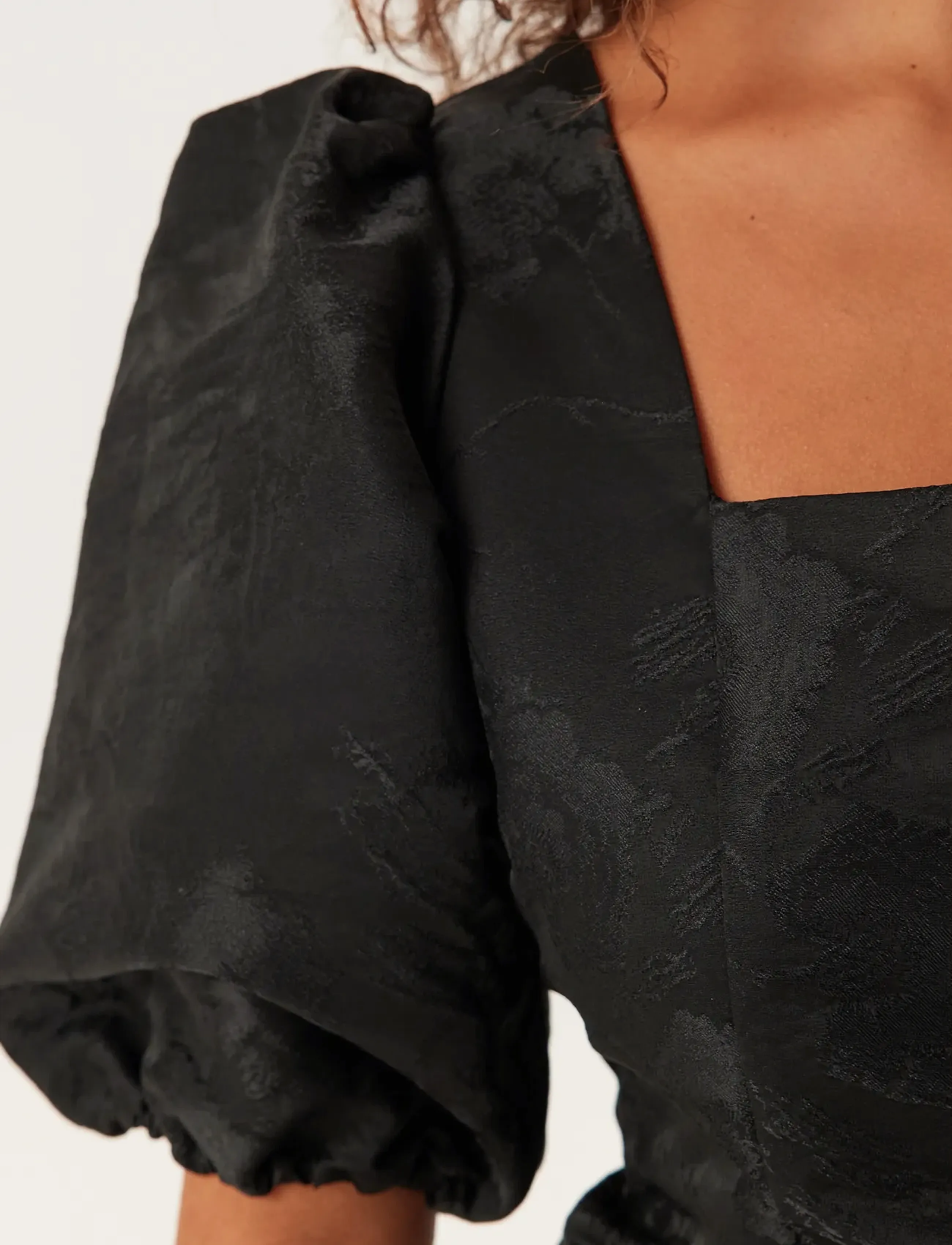 Bubbleroom - Brocade Blouse - kortærmede bluser - black - 5