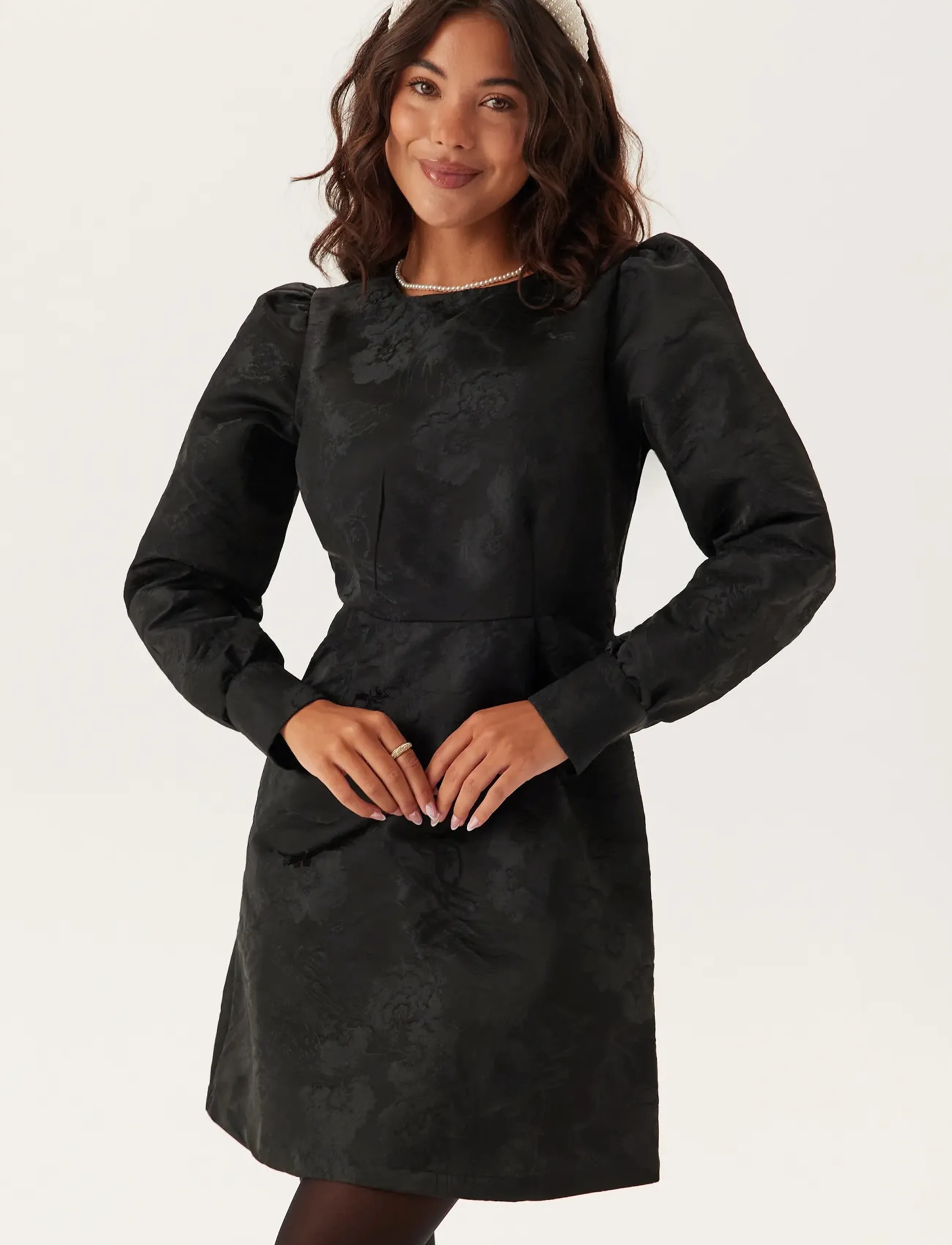 Bubbleroom Brocade Dress, Kvinder, Brocade Kjole, Sort, Str: 40