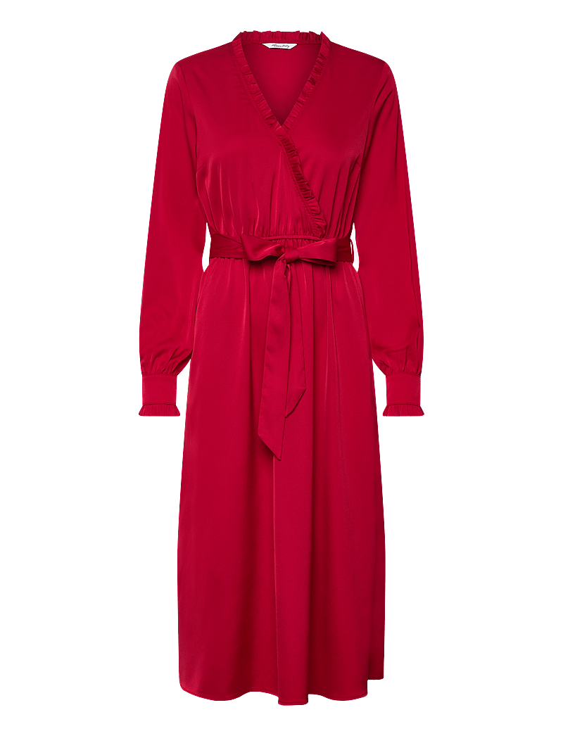 Bubbleroom - Frill Wrap Dress - festklänningar - dark red - 1