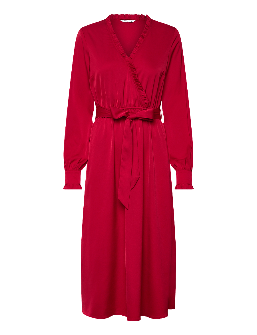 Bubbleroom - Frill Wrap Dress - juhlamekot - dark red - 1