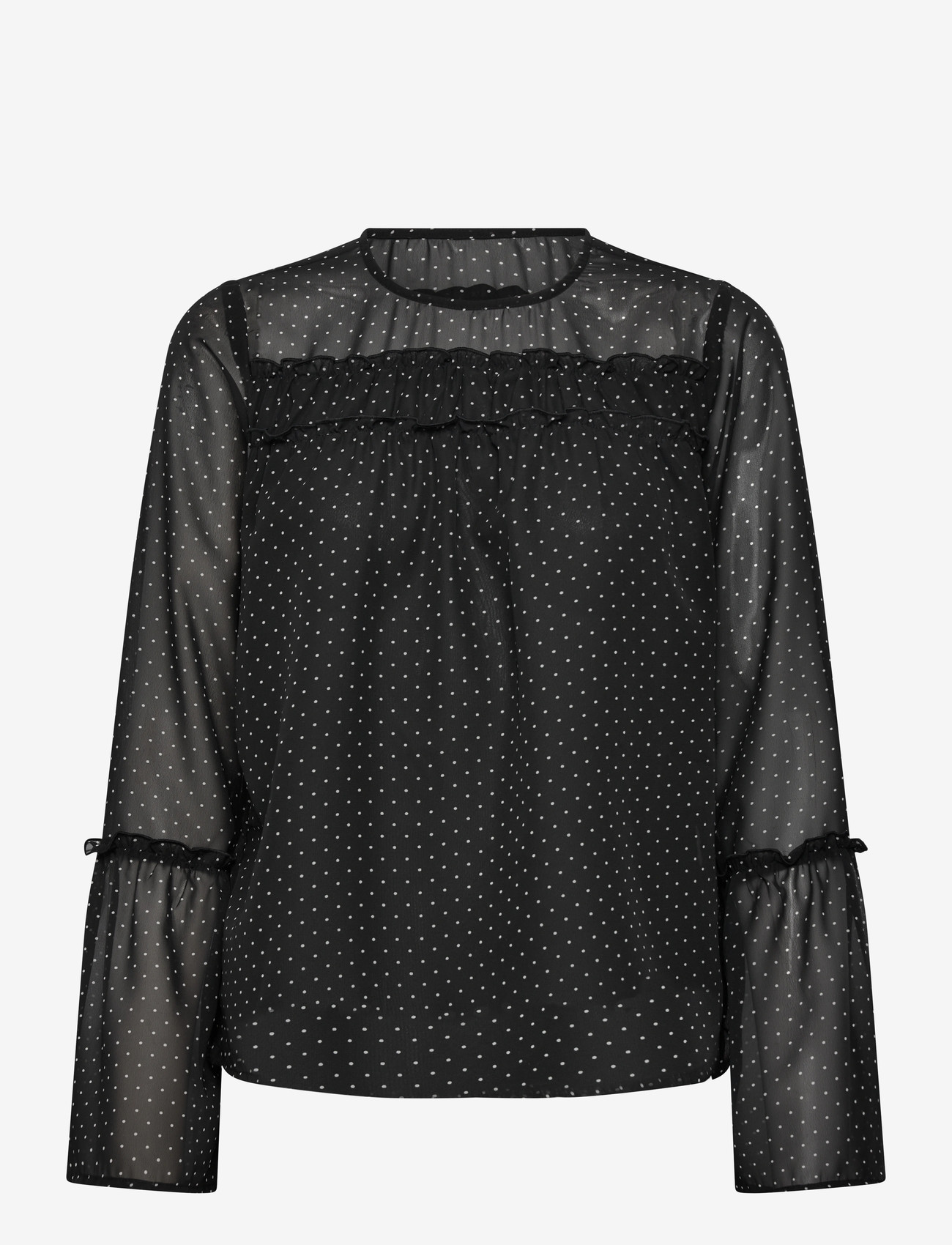 Bubbleroom - Flounce Sleeve Blouse - pikkade varrukatega pluusid - black/cream - 1