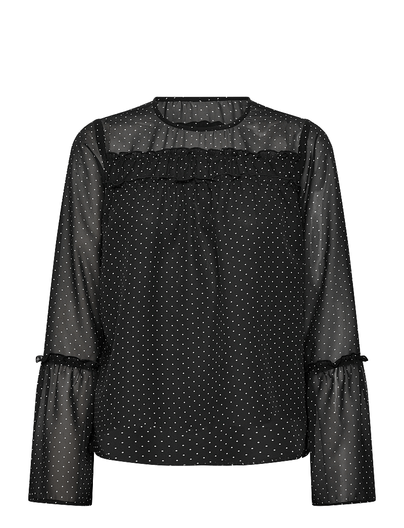 Bubbleroom - Flounce Sleeve Blouse - pikkade varrukatega pluusid - black/cream - 1