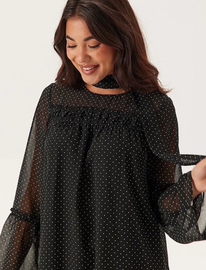 Bubbleroom - Flounce Sleeve Dress - festkjoler - black/cream - 5