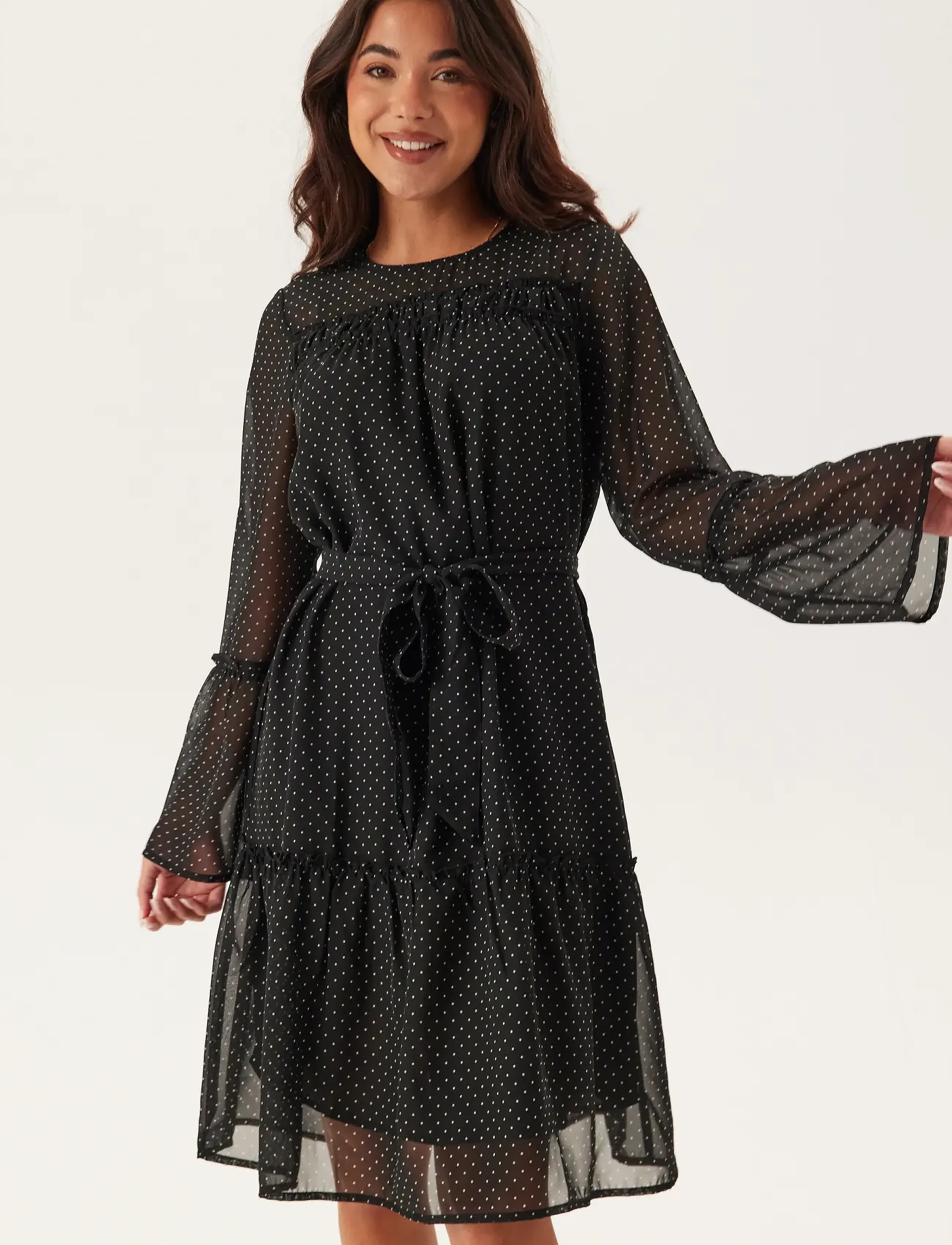 BUBBLEROOM Flounce Sleeve Dress midiklänningar dam – bild 4