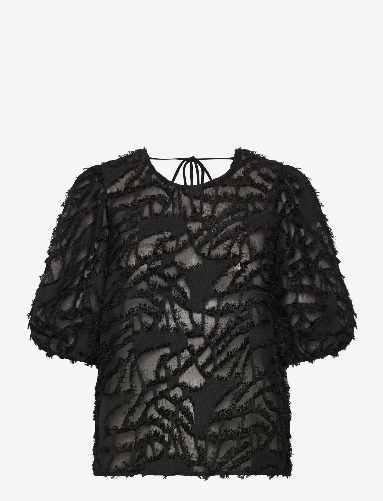 Bubbleroom - Fringe Blouse - kortärmade blusar - black - 1