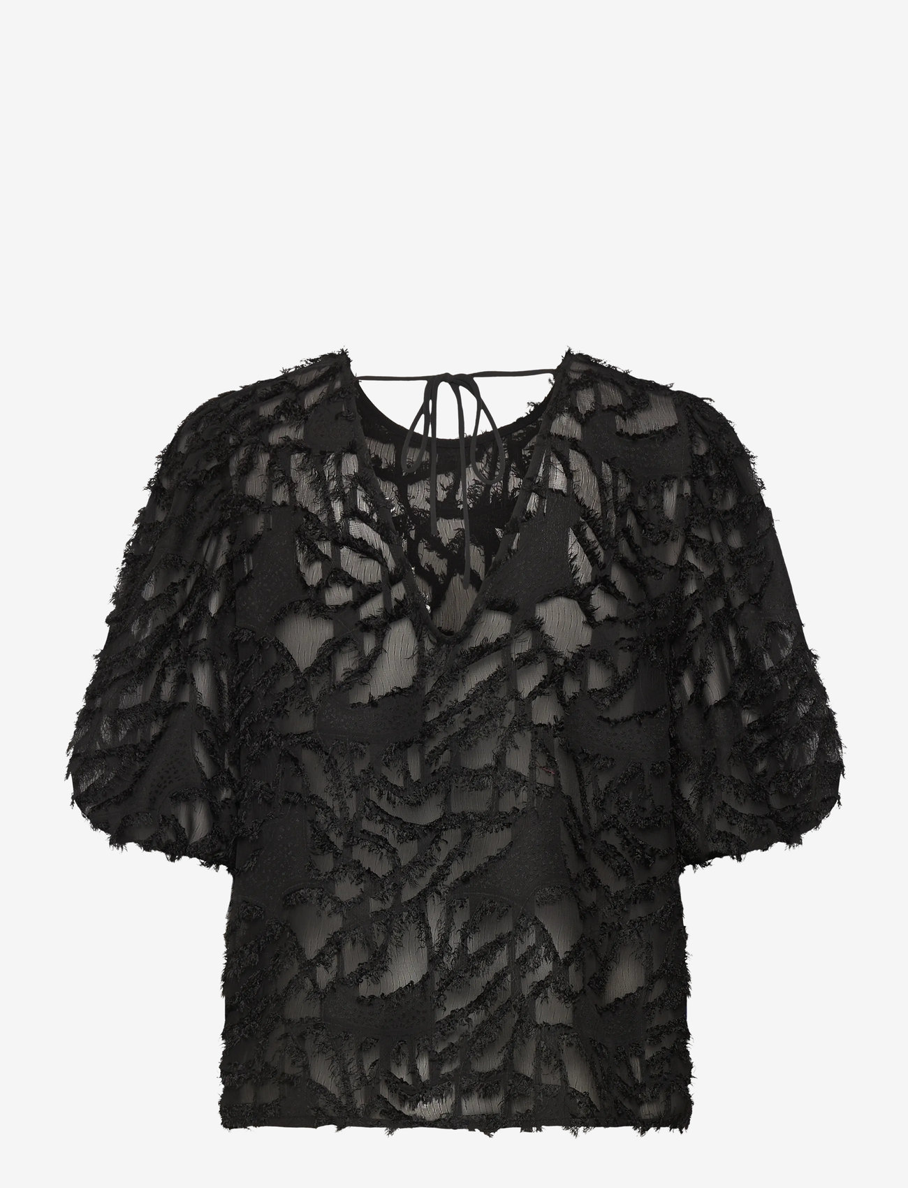 Bubbleroom - Fringe Blouse - kortärmade blusar - black - 2