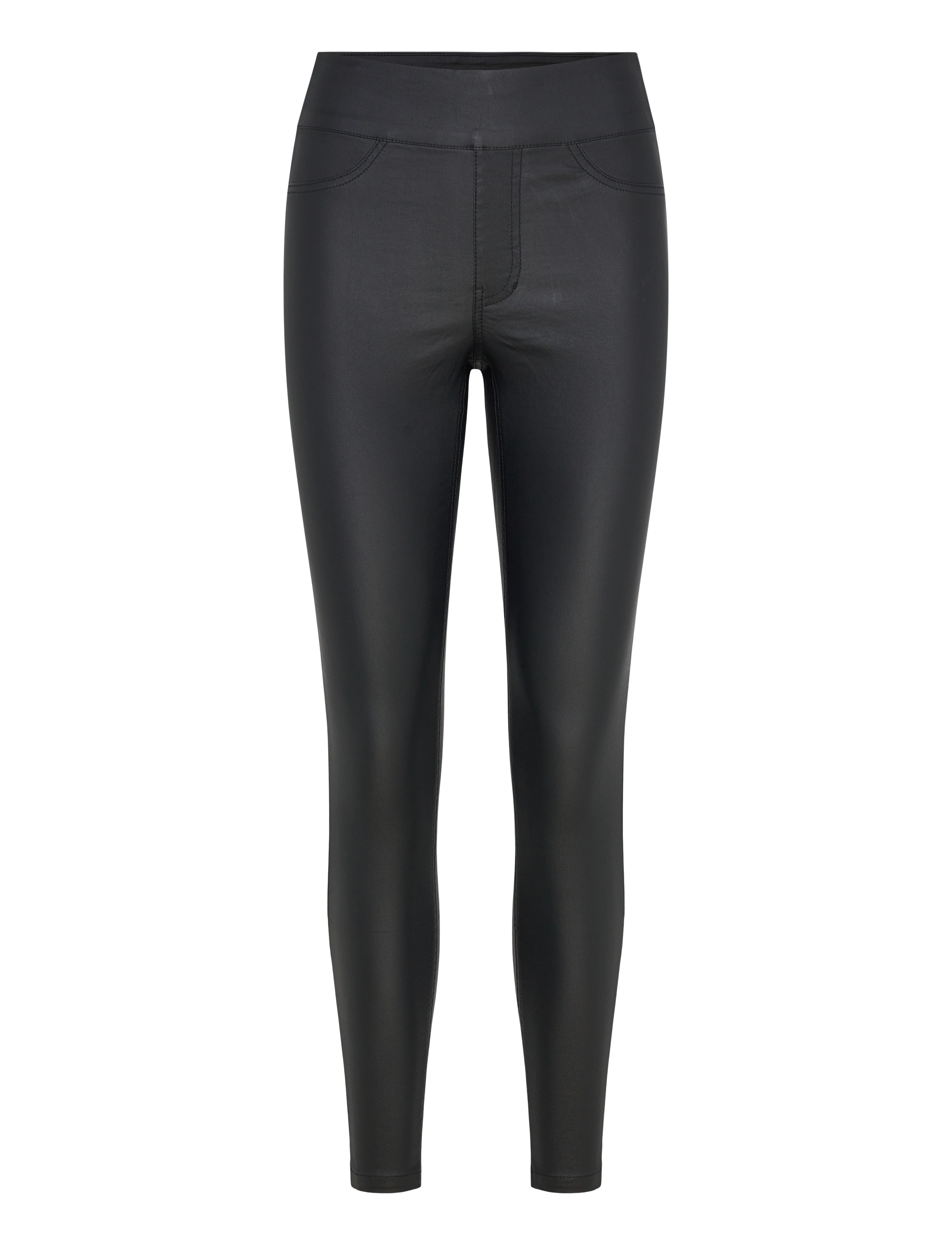 Push-Up Coated Slim Trousers - BLACK