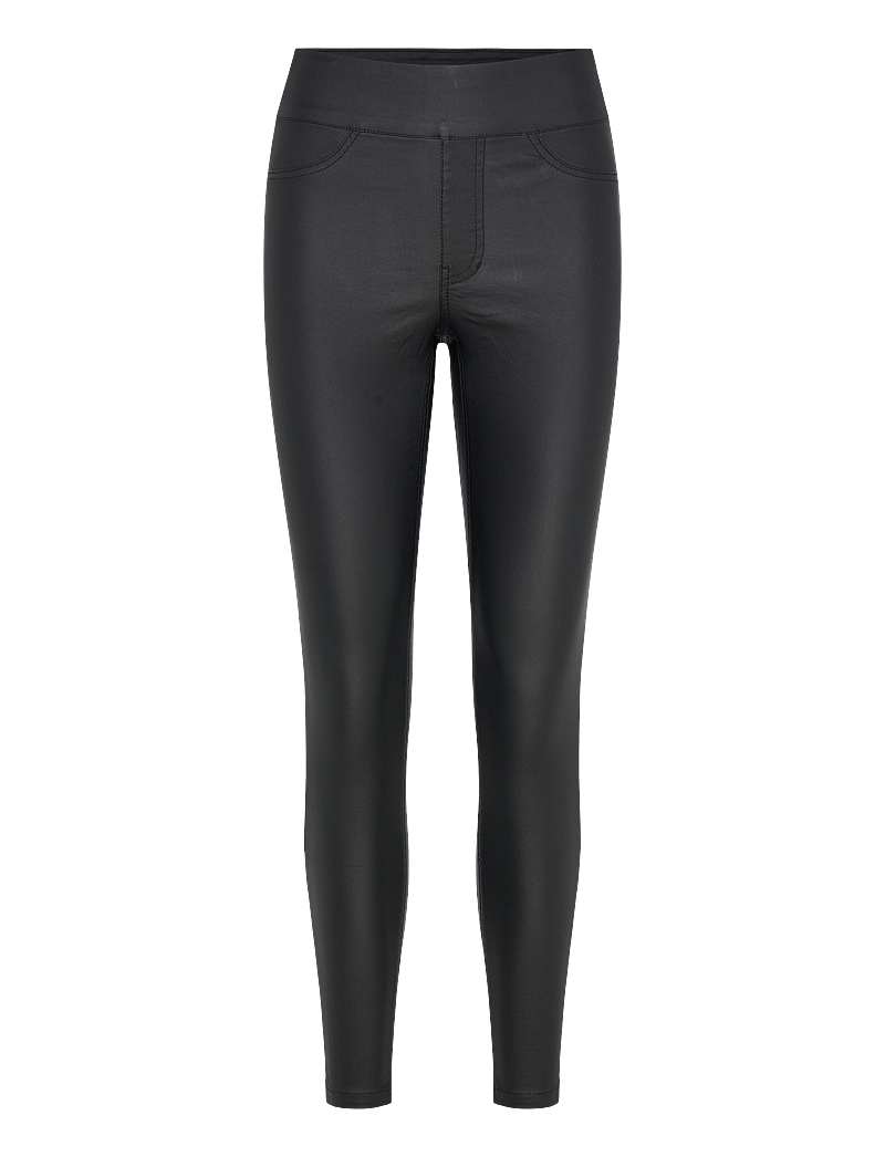 Bubbleroom - Push-Up Coated Slim Trousers - stuprörsbyxor - black - 1