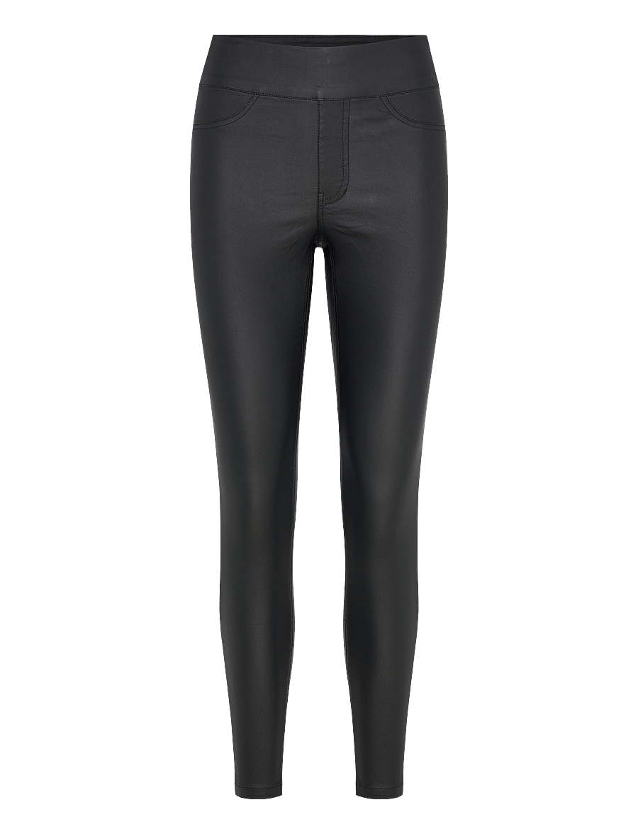 Bubbleroom - Push-Up Coated Slim Trousers - pillihousut - black - 1
