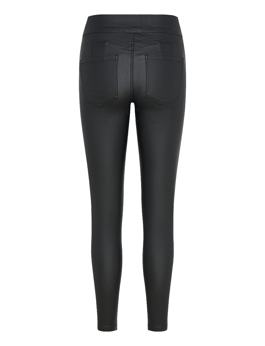 Bubbleroom - Push-Up Coated Slim Trousers - pillihousut - black - 2