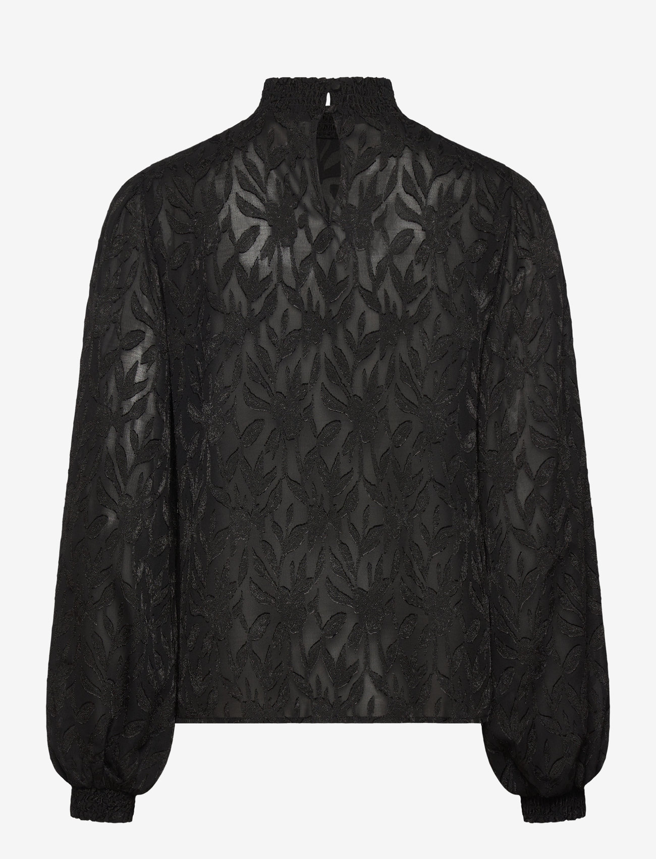 Bubbleroom - Jacquard Smock Blouse - langärmlige blusen - black - 2