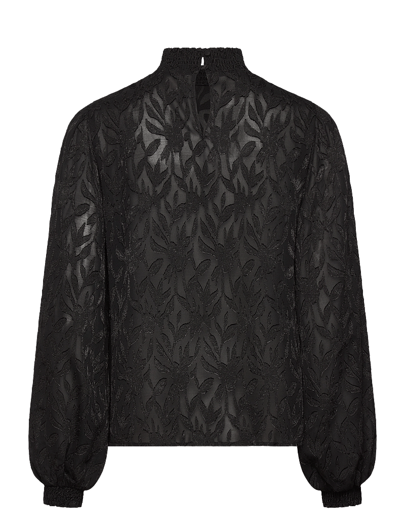Bubbleroom - Jacquard Smock Blouse - langärmlige blusen - black - 2