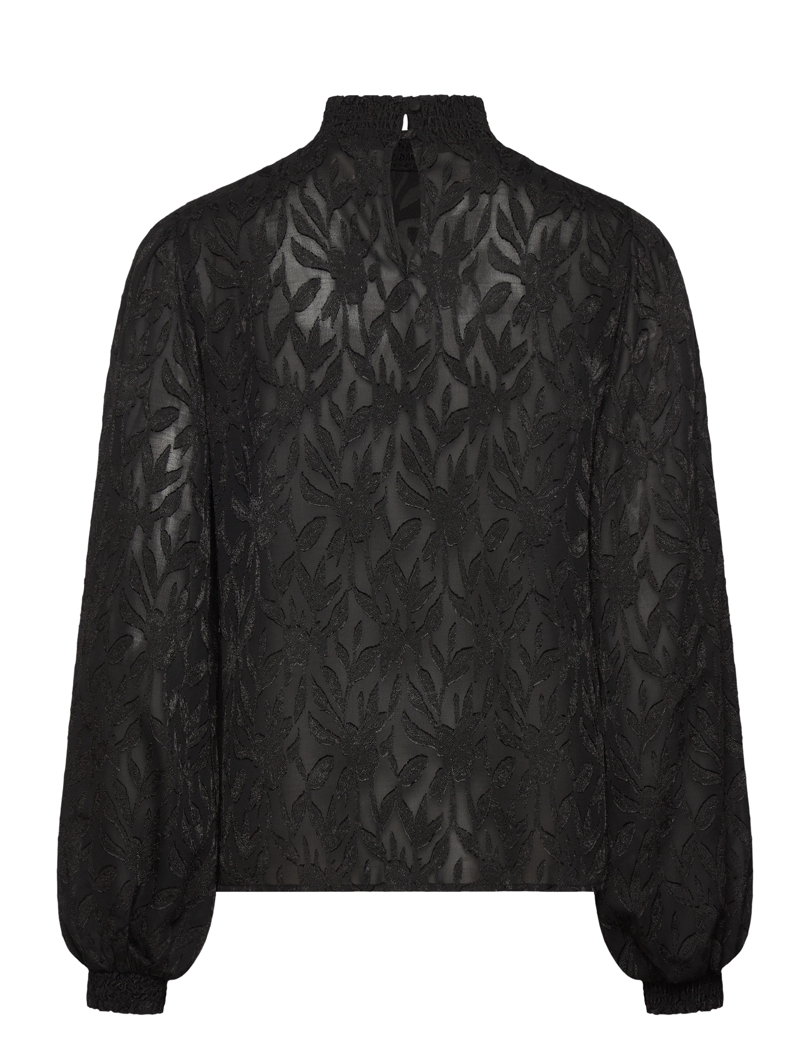 Bubbleroom - Jacquard Smock Blouse - long sleeved blouses - black - 2