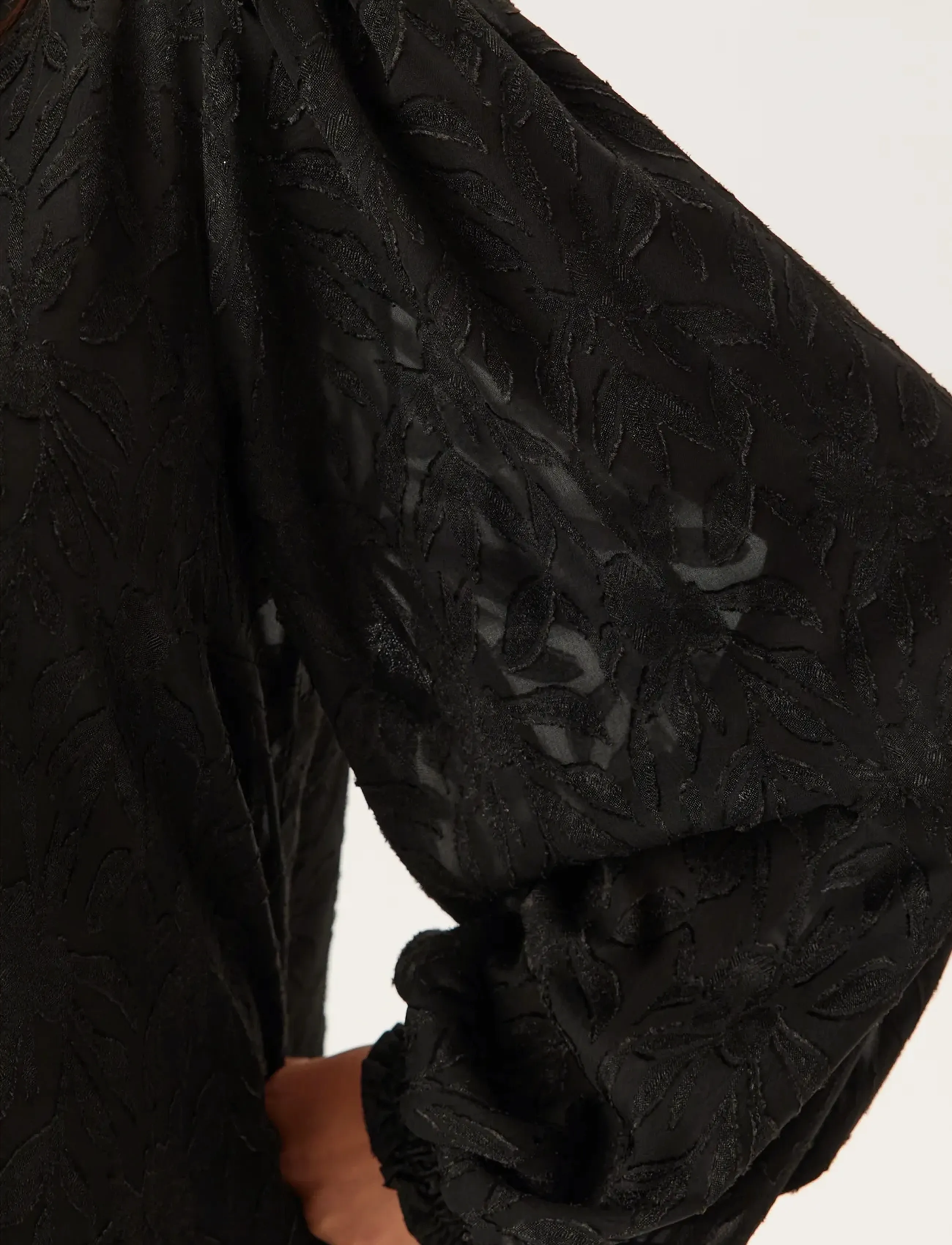 Bubbleroom - Jacquard Smock Blouse - long sleeved blouses - black - 5