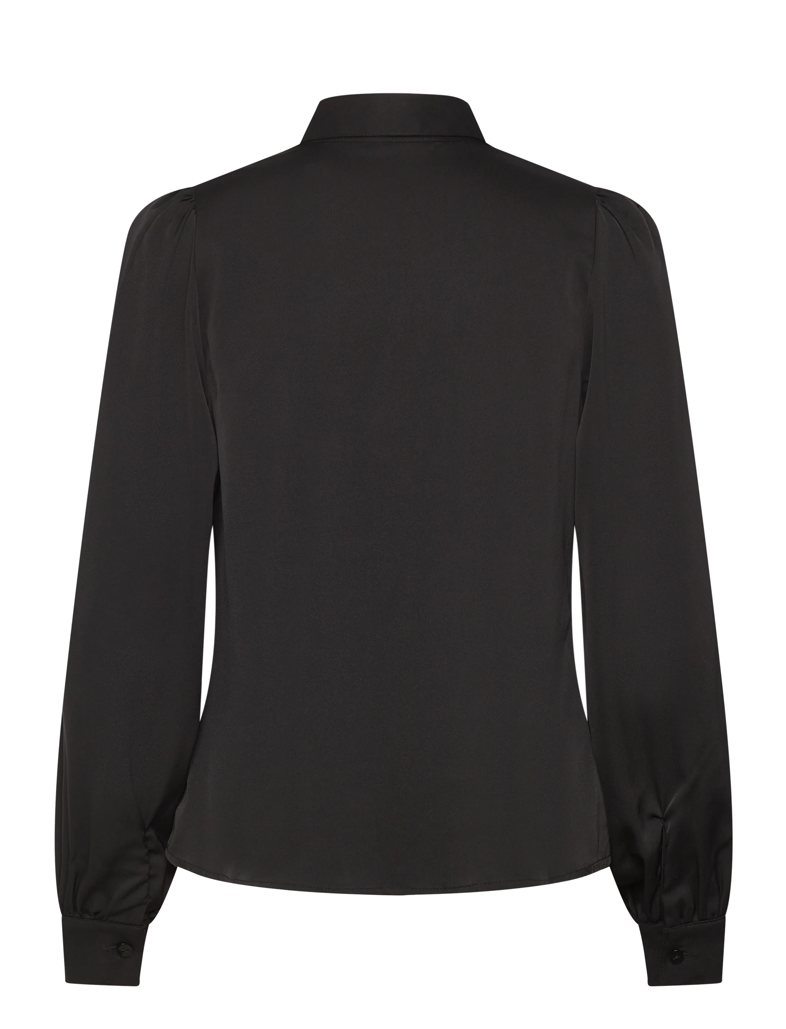 Bubbleroom - Puff Sleeve Satin Shirt - black - 2
