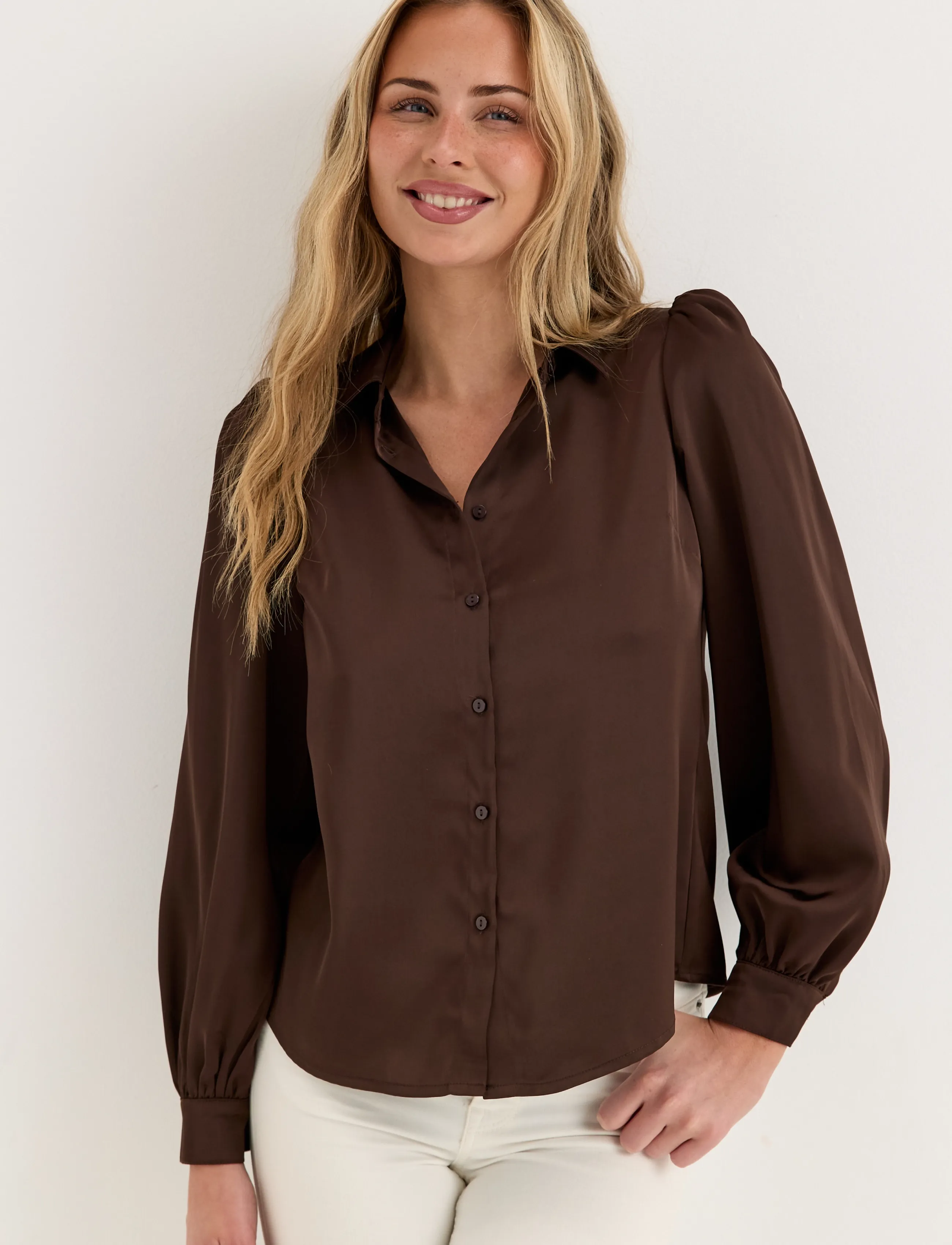 BUBBLEROOM Puff Sleeve Satin Shirt skjortor dam – bild 7