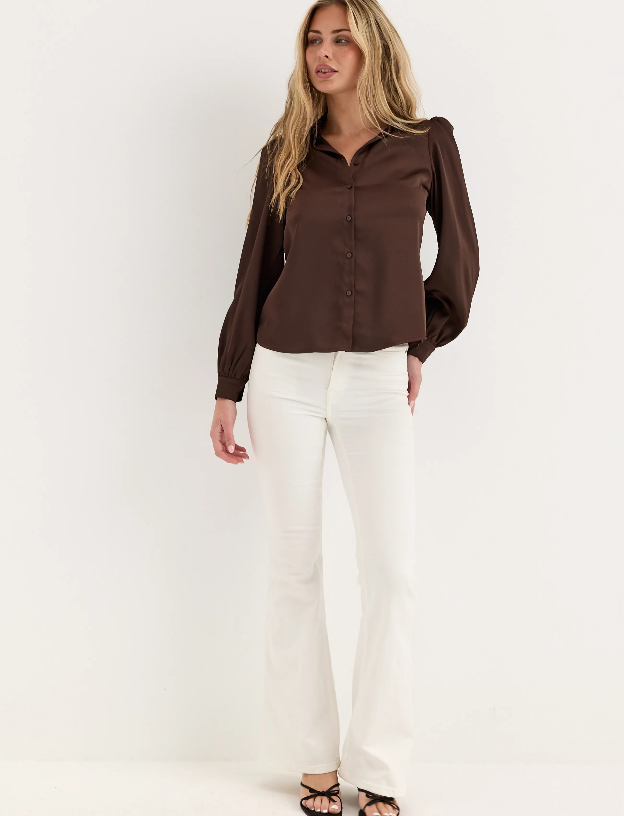 BUBBLEROOM Puff Sleeve Satin Shirt skjortor dam – bild 9