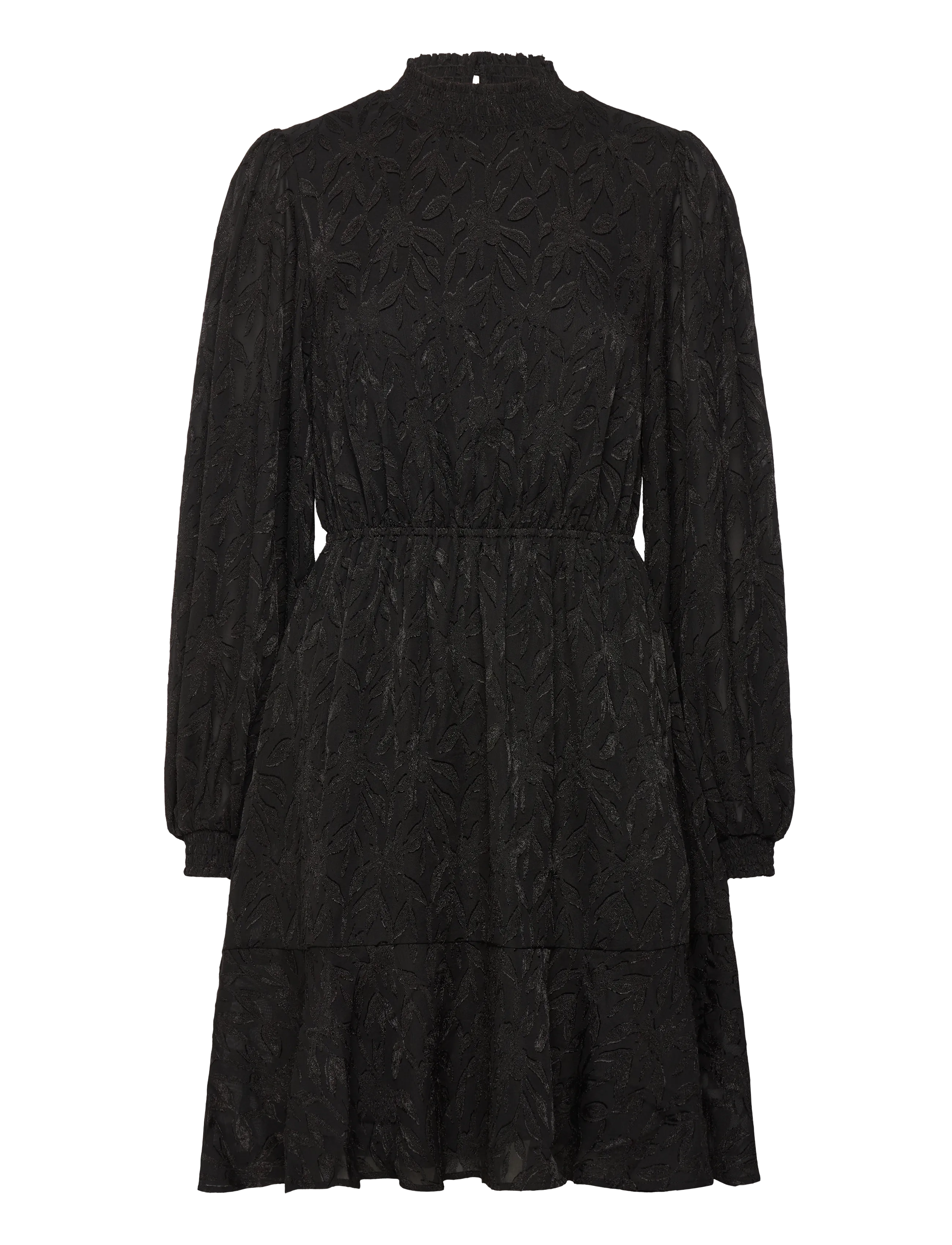 Bubbleroom Jacquard Flounce Dress - Bubbleroom - BLACK / black