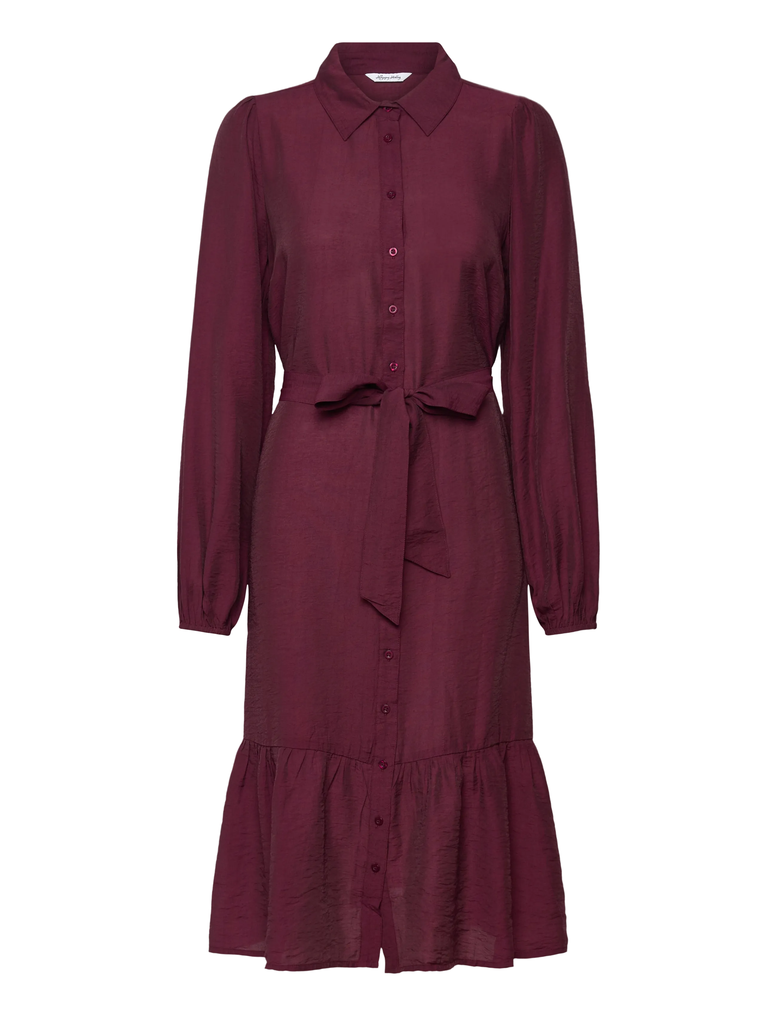 Bubbleroom Midi Shirt Dress - Tøj - BURGUNDY / burgundy