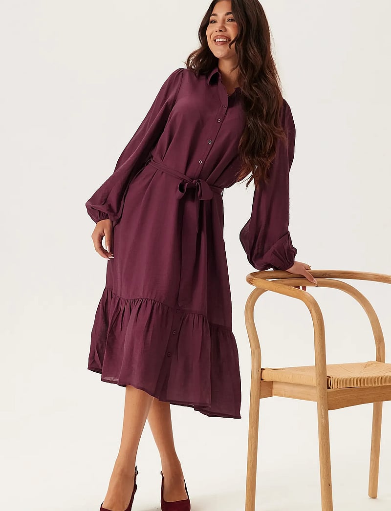 Bubbleroom - Midi Shirt Dress - hemdkleider - burgundy - 0