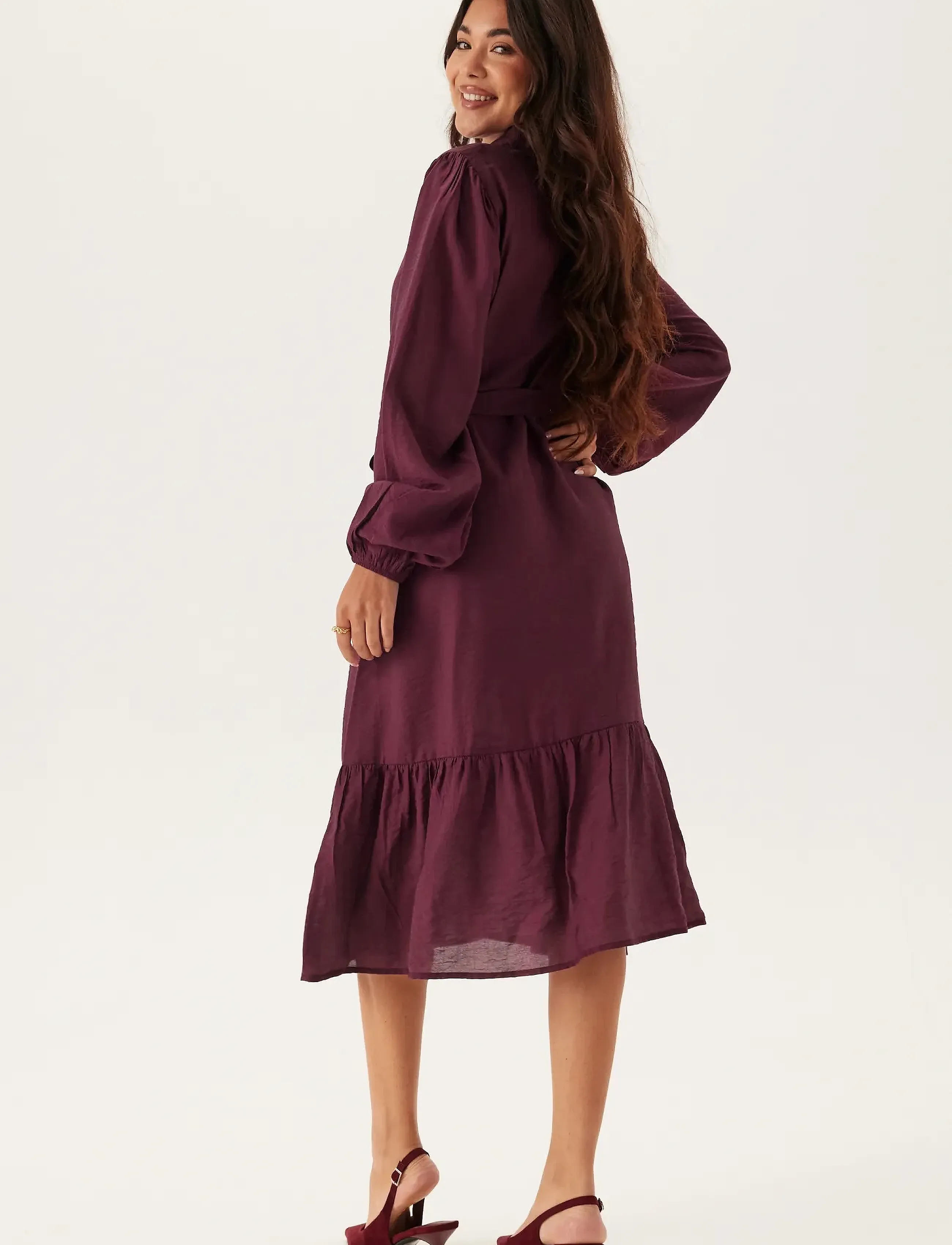 Bubbleroom - Midi Shirt Dress - skjortekjoler - burgundy - 3