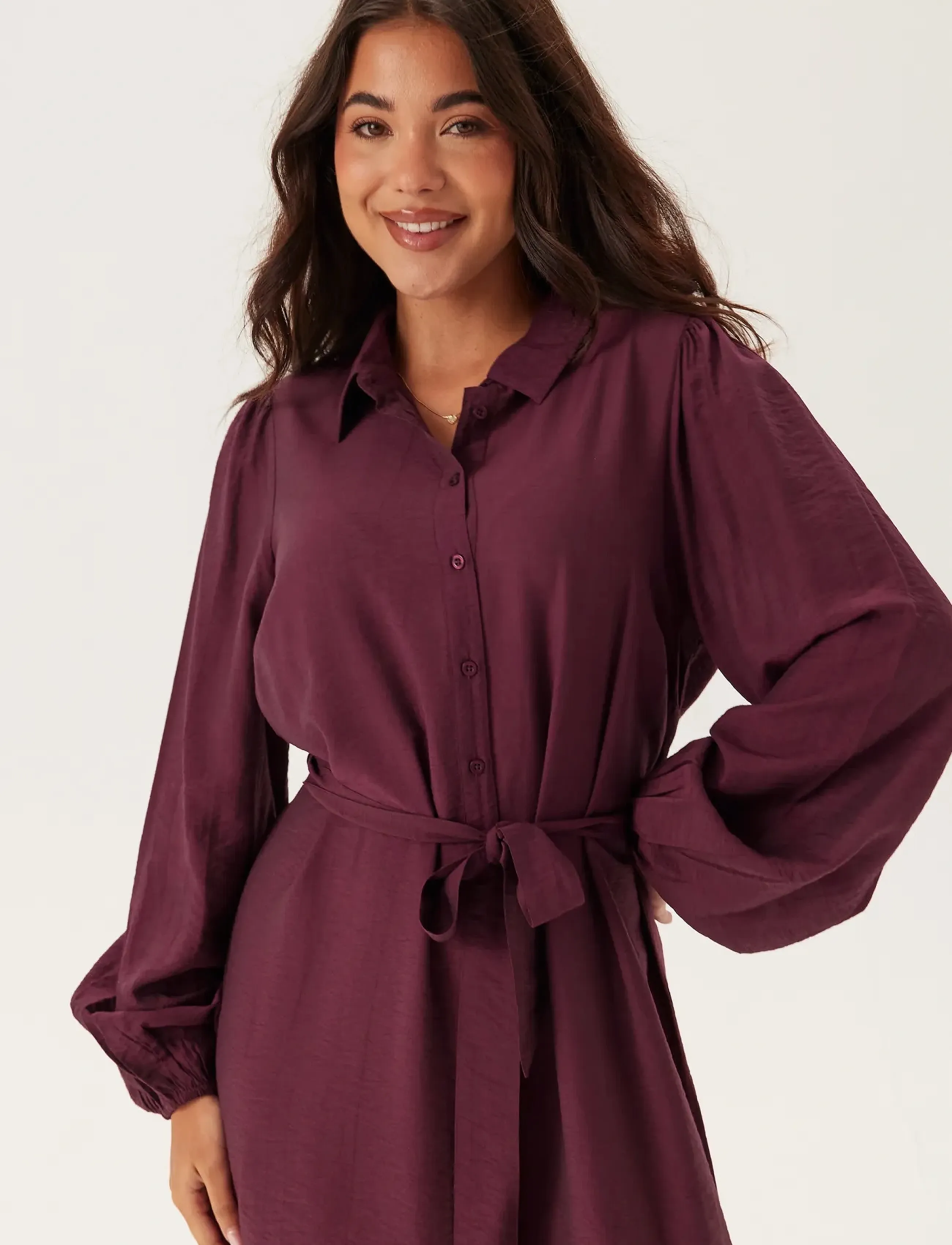 Bubbleroom - Midi Shirt Dress - skjortekjoler - burgundy - 4