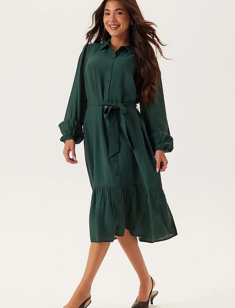 Bubbleroom - Midi Shirt Dress - särkkleidid - dark green - 0