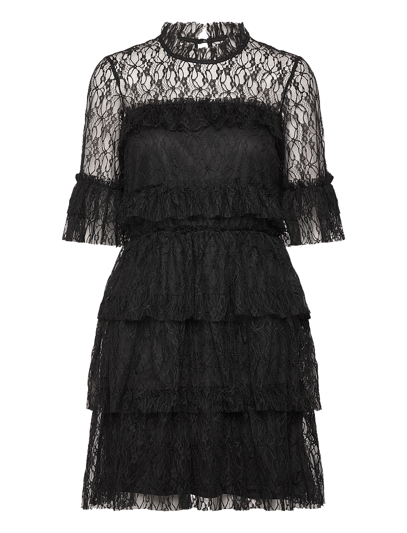 Bubbleroom - Frill Lace Dress - black - 1