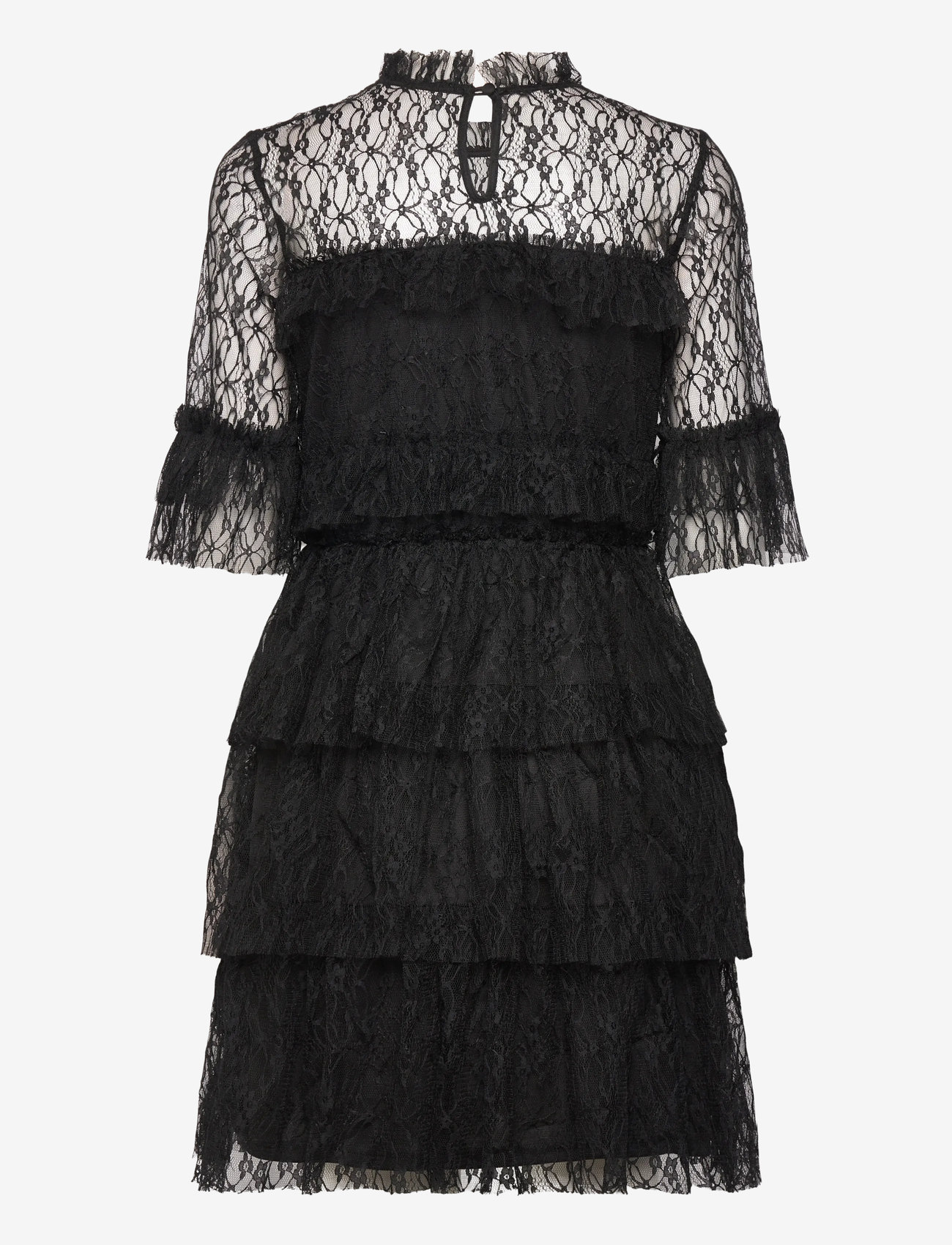 Bubbleroom - Frill Lace Dress - cocktailklänningar - black - 2
